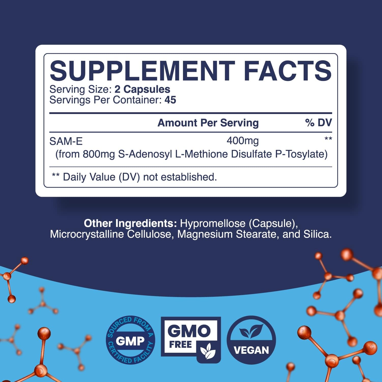 Pure SAM E 400mg – Nootropic SAM-e for Memory, Mood, Joints & Liver Health | 90 Capsules
