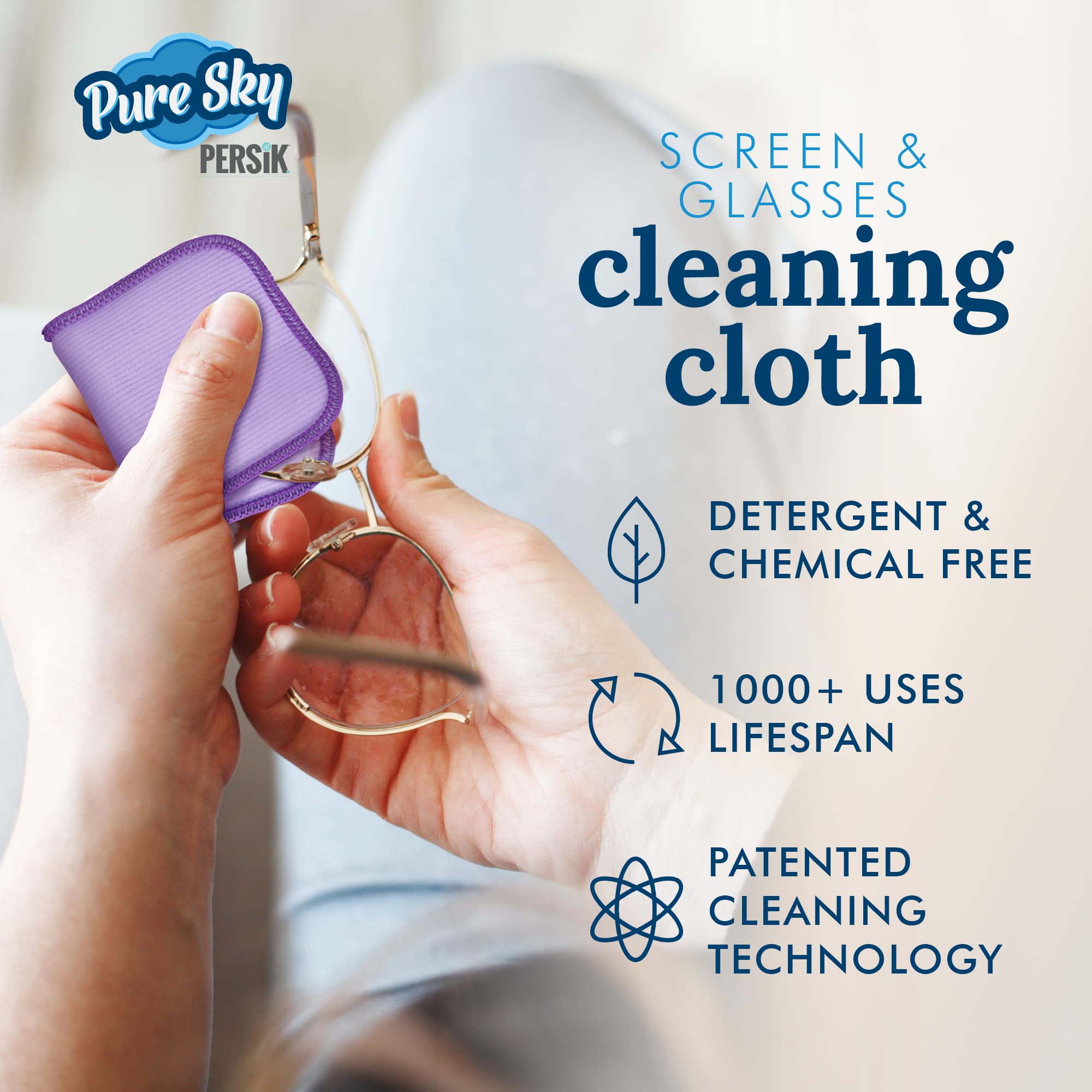 Pure-Sky Eyeglass Cleaner Cloth – 5 Pack, Streak-Free Ultra Microfiber Wipes