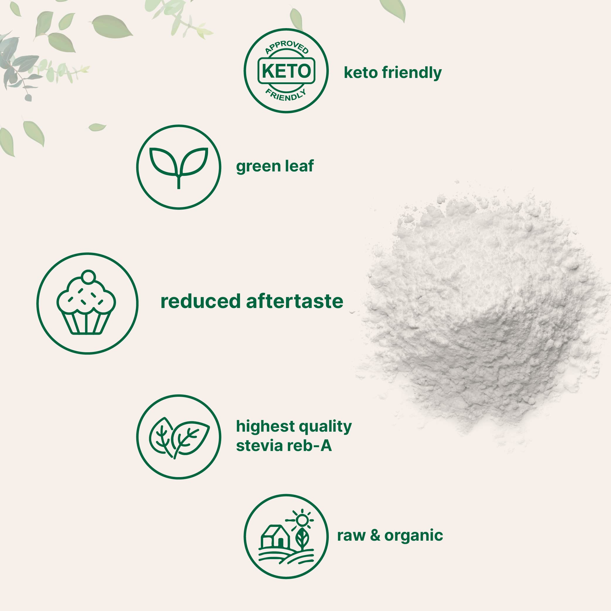 Pure Organic Stevia Powder 8 oz – Reb-A, Zero Calorie Keto Sweetener