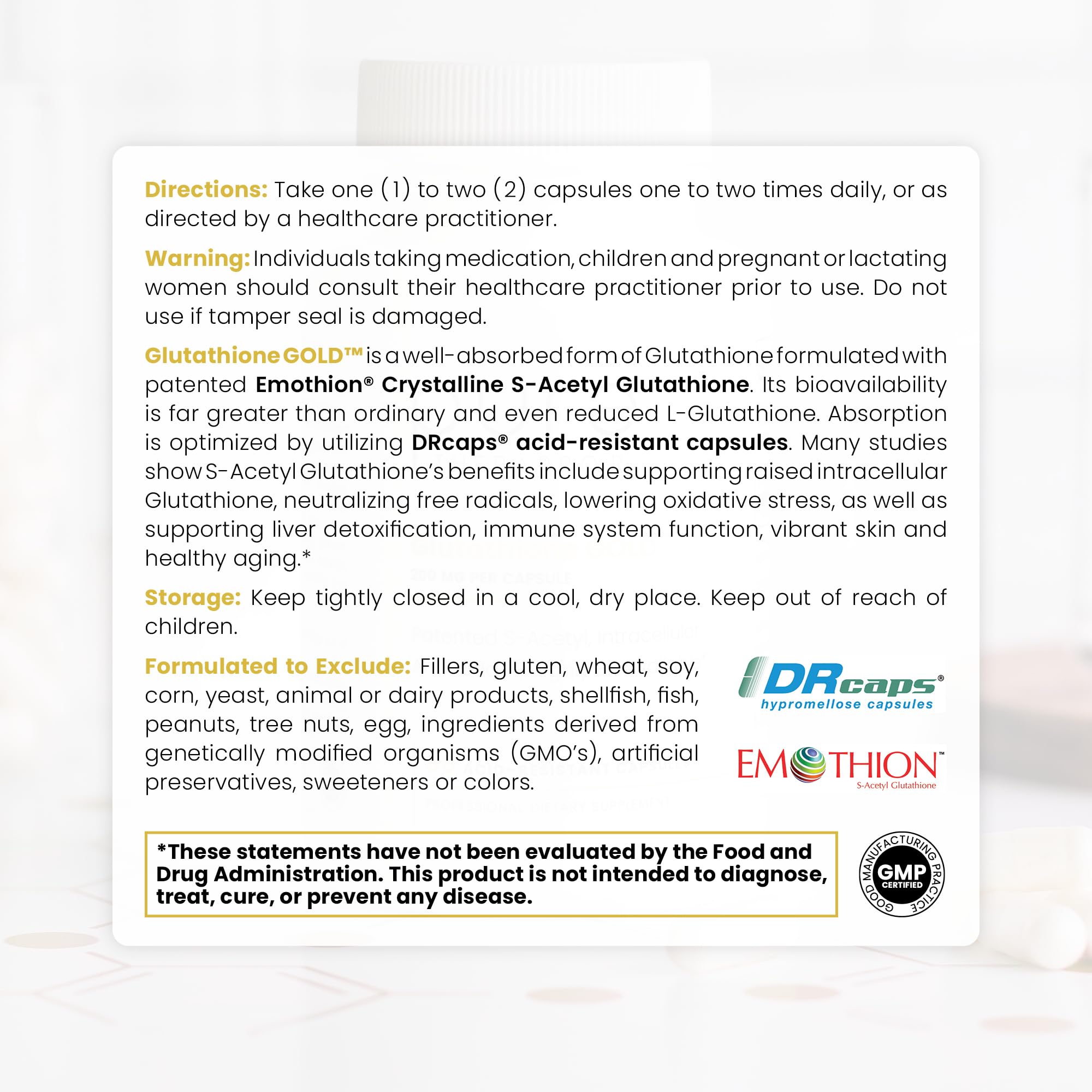Pure Therapro Rx S-Acetyl Glutathione Gold 200mg – 2 Month Supply, Acid-Resistant Capsule, Pharmaceutical Grade