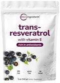 Pure Trans-Resveratrol Powder with Vitamin E – 5 oz, 2-in-1 Micronized Formula