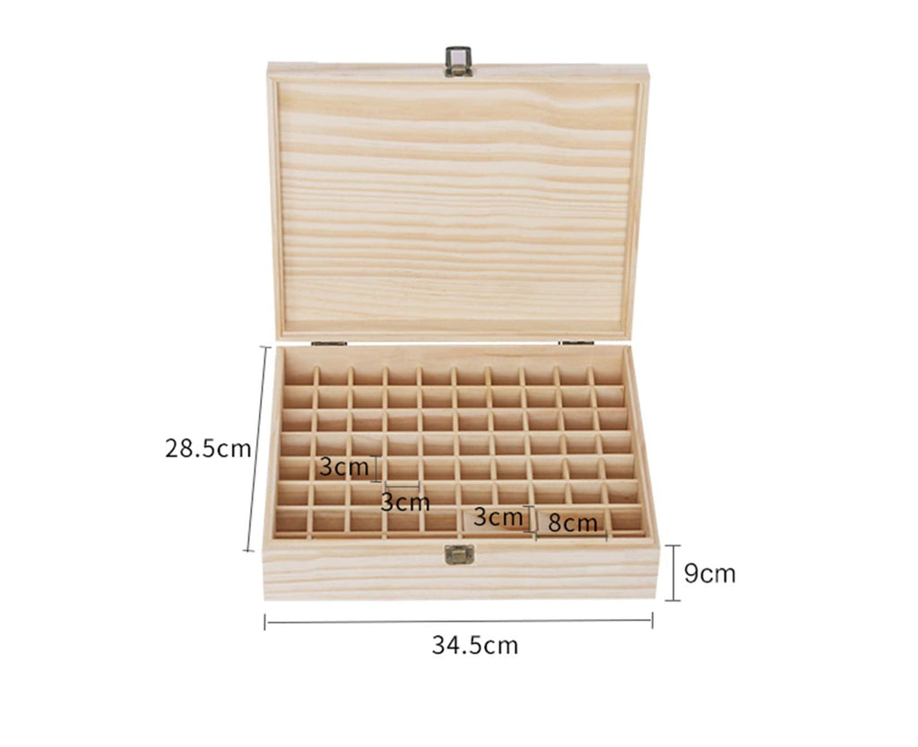 Pure Vie Wooden Essential Oil Box – 74 Bottle Capacity (5–20ml)