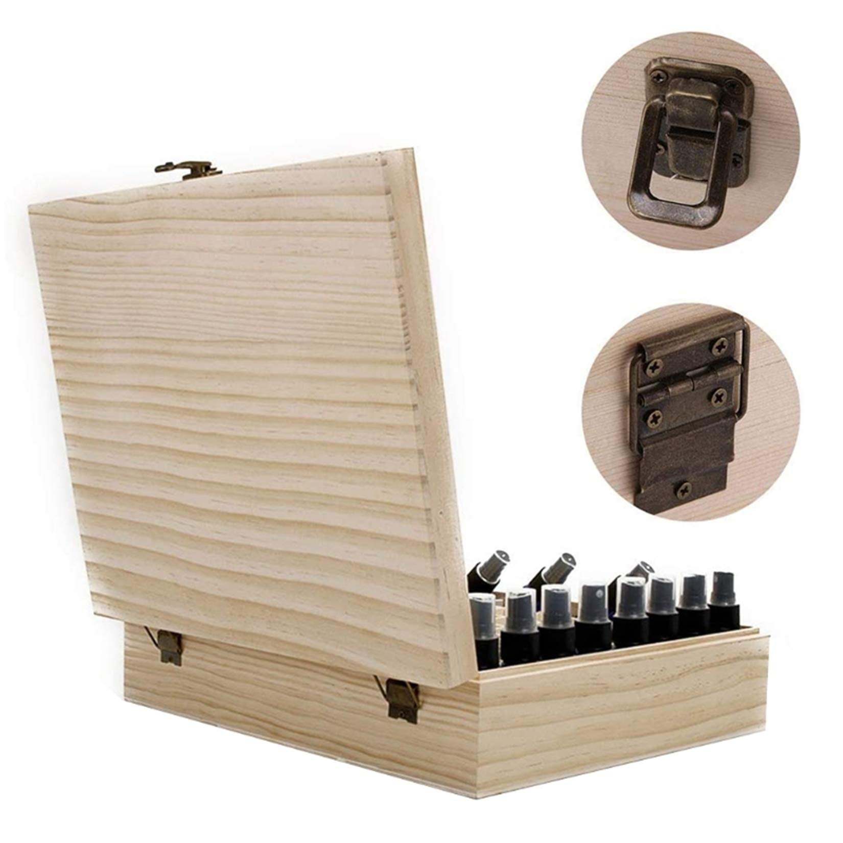 Pure Vie Wooden Essential Oil Box – 74 Bottle Capacity (5–20ml)
