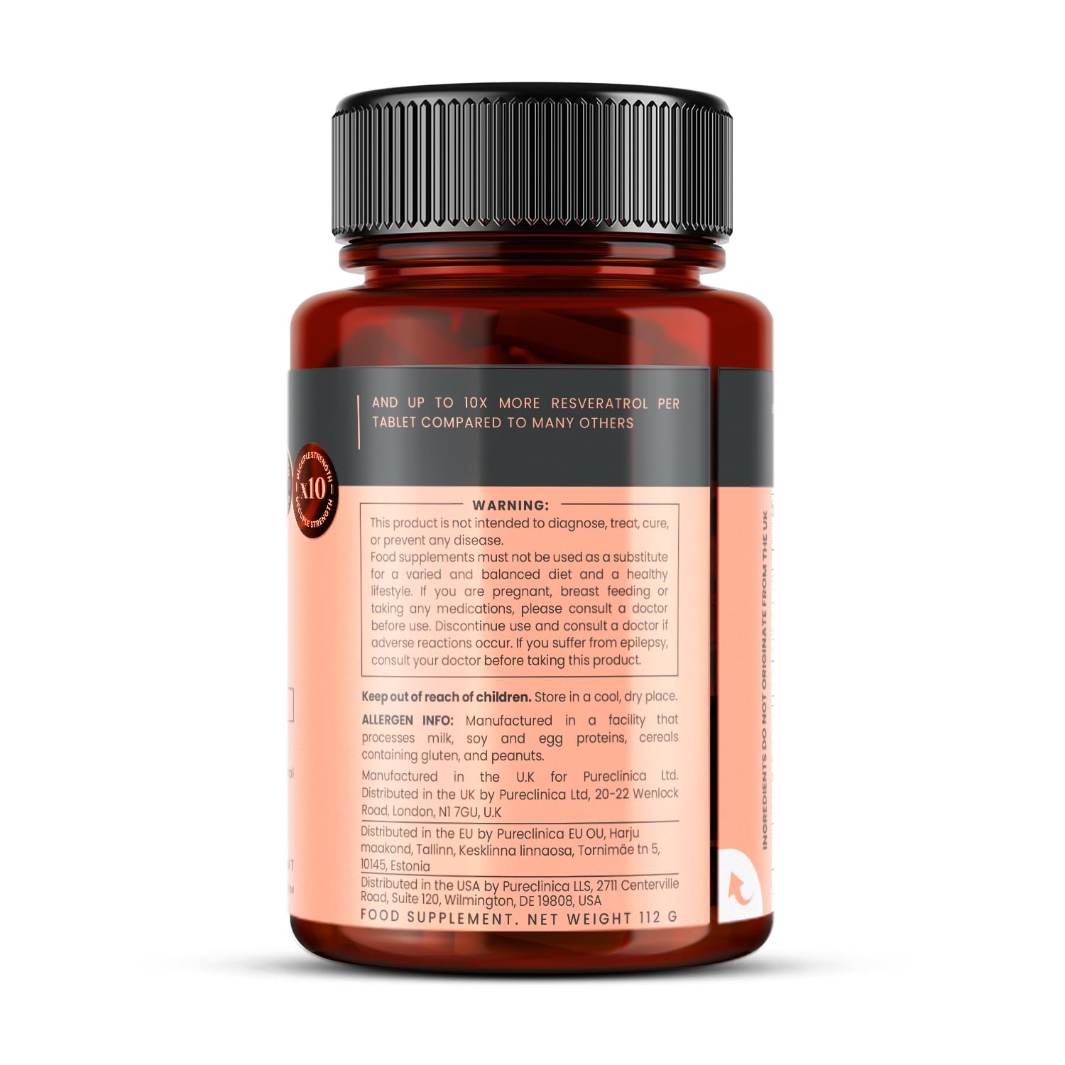 Pureclinica 1000mg Resveratrol – 90 Tablets (3 Months) | High Absorption