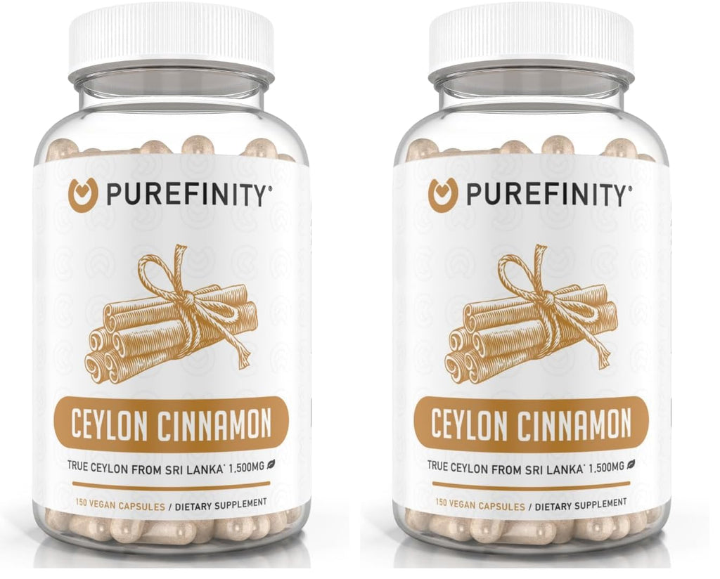 PUREFINITY Ceylon Cinnamon Capsules – 1500mg, Vegan, Non-GMO, 150 Count (75 Day Supply) Pack of 2