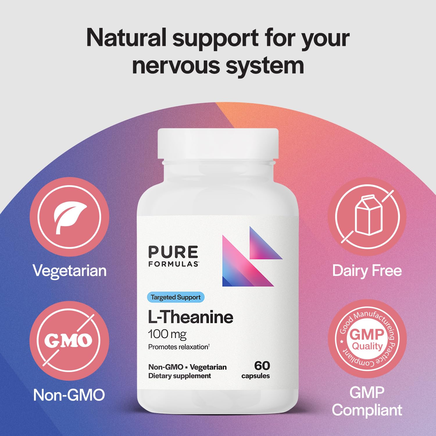 PureFormulas L-Theanine 100 mg – Stress Relief & Calm Focus | 60 Veg Capsules