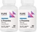 PureFormulas L-Theanine Supplement 100 mg – Supports Stress Levels, Relaxed State, Mood, Sleep | Dairy Free, Soy Free, Non-GMO (60 Vegetarian Capsules, Pack of 2)