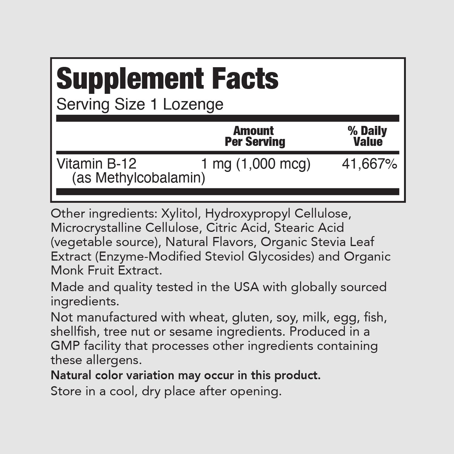 PureFormulas Methyl B-12 1000 mg - 100 Lozenges | Vitamin B12 Methylcobalamin