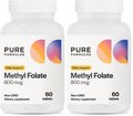 PureFormulas Methylfolate 800 mcg – 5-MTHF Active B9 for Cardiovascular, Nerve & Mood Health | Non-GMO Vegetarian Tablets, Pack of 2