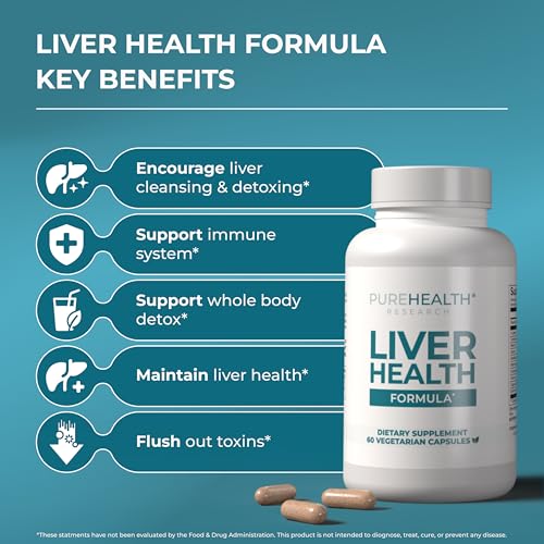 PUREHEALTH RESEARCH Liver Health – Detox & Repair with Artichoke, Milk Thistle & Turmeric | 60 Capsules