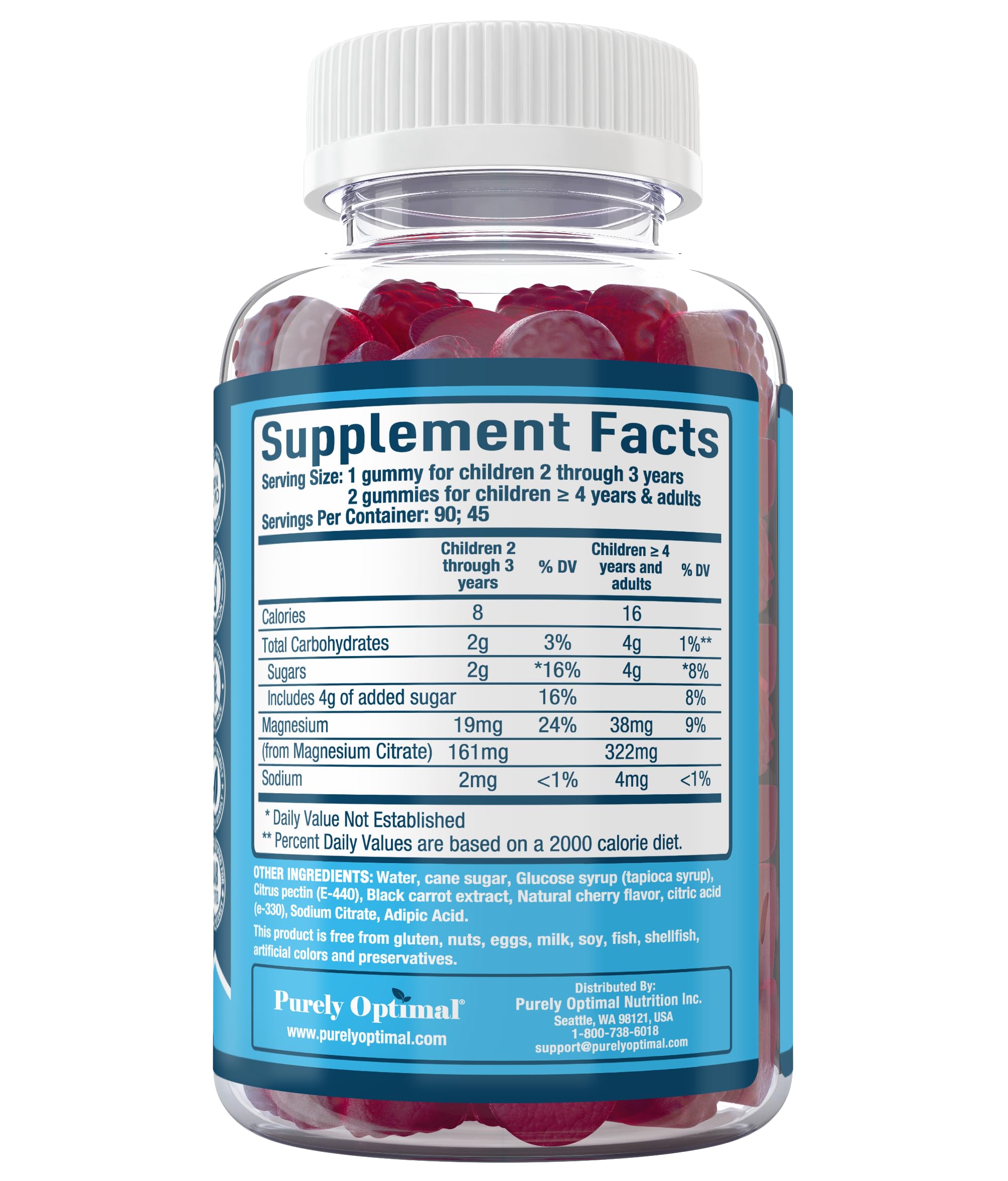 Magnesium Citrate Gummies – Cherry (90 Gummies) | Sleep, Calm & Digestive Support | Gluten-Free & Vegan