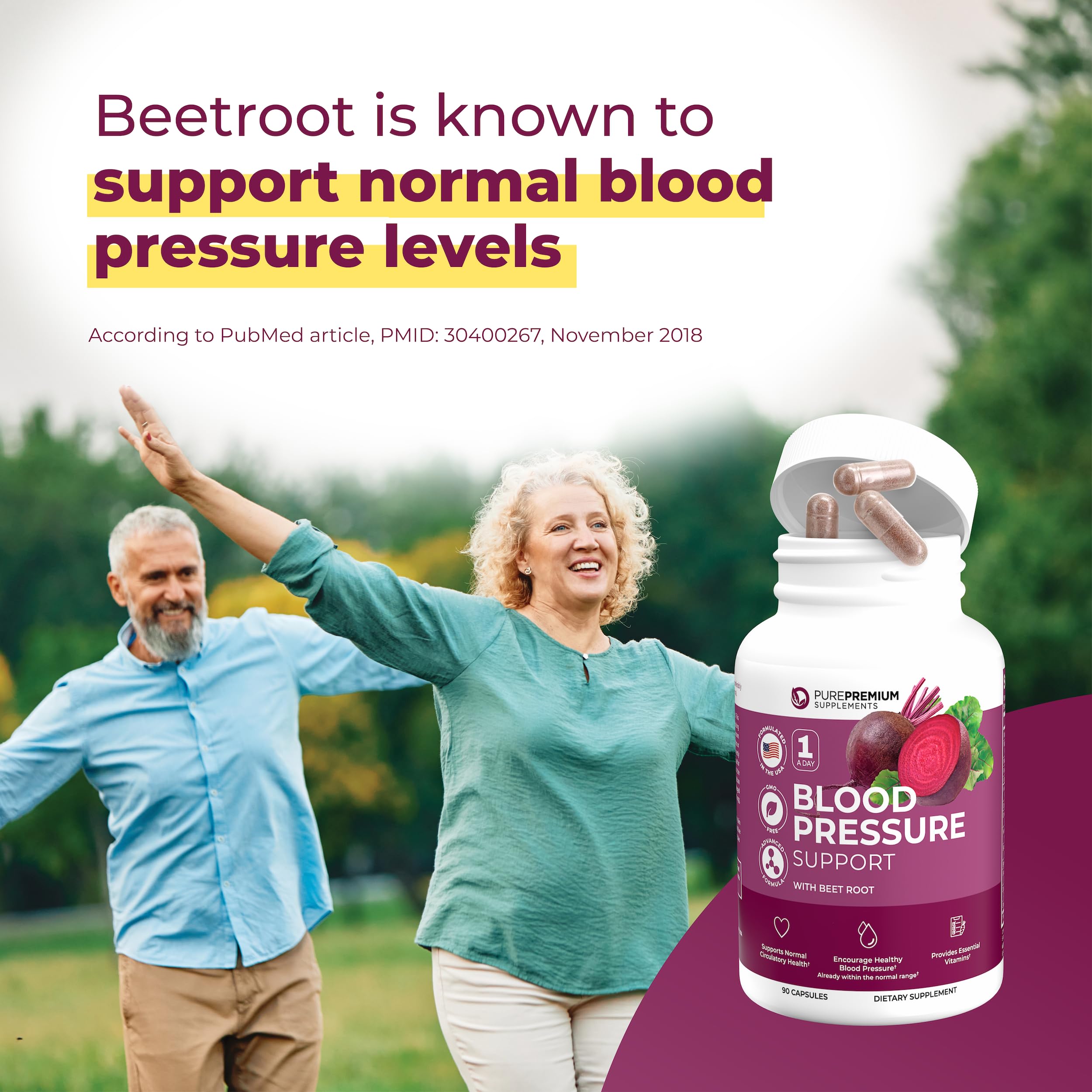 PurePremium Beet Root Capsules 700mg – Blood Pressure Support | Non-GMO | 90ct