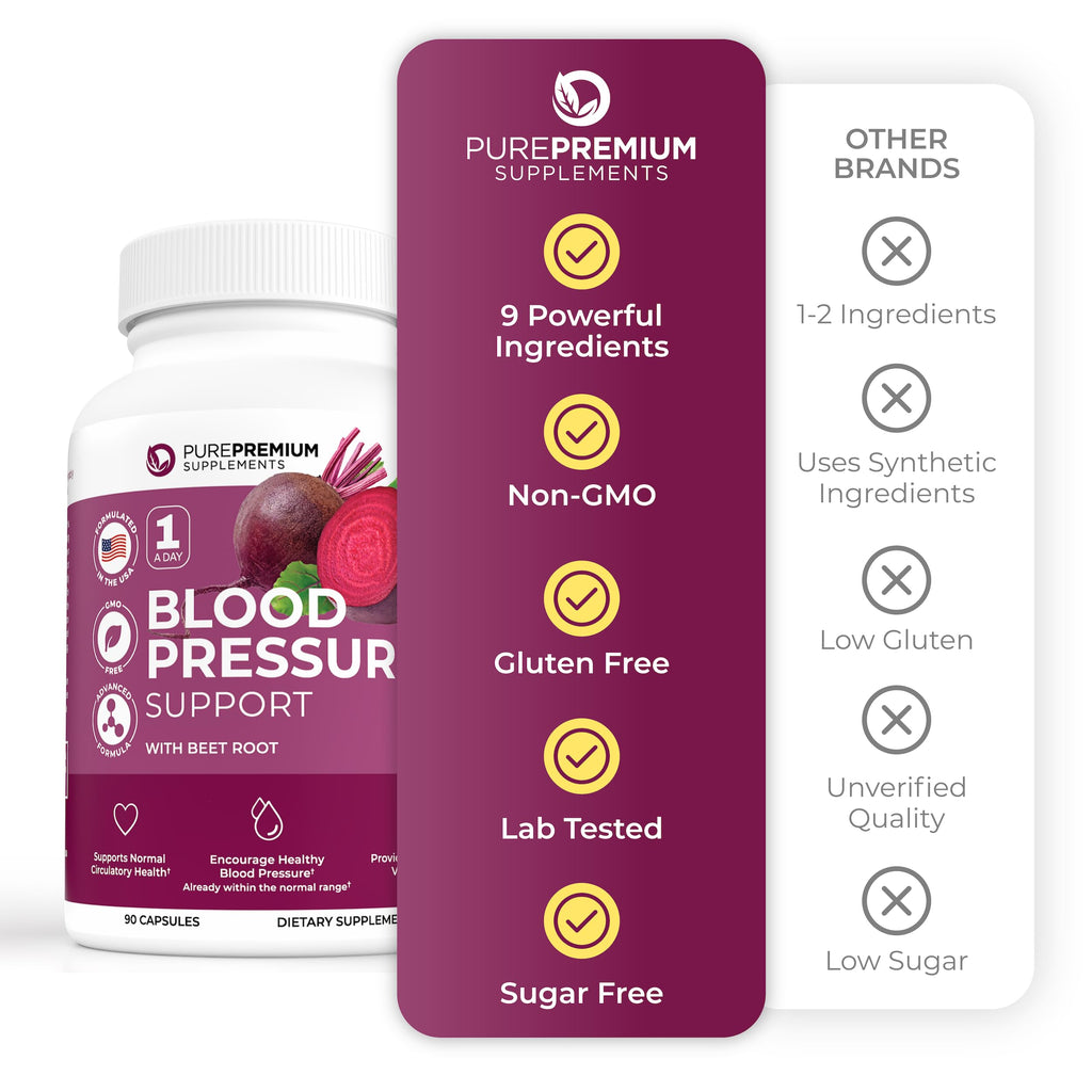 PurePremium Beet Root Capsules 700mg – Blood Pressure Support | Non-GMO | 90ct