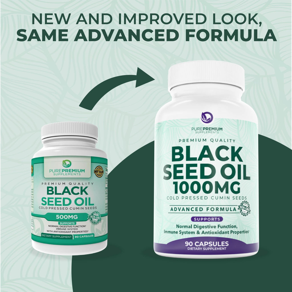 PurePremium Black Seed Oil 500mg - Organic Nigella Sativa, 90 Capsules