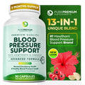PurePremium Blood Pressure Supplements – Hawthorn, Hibiscus, Garlic & Vitamin B12 | Nitric Oxide Support for Heart & Circulation, 90 Count