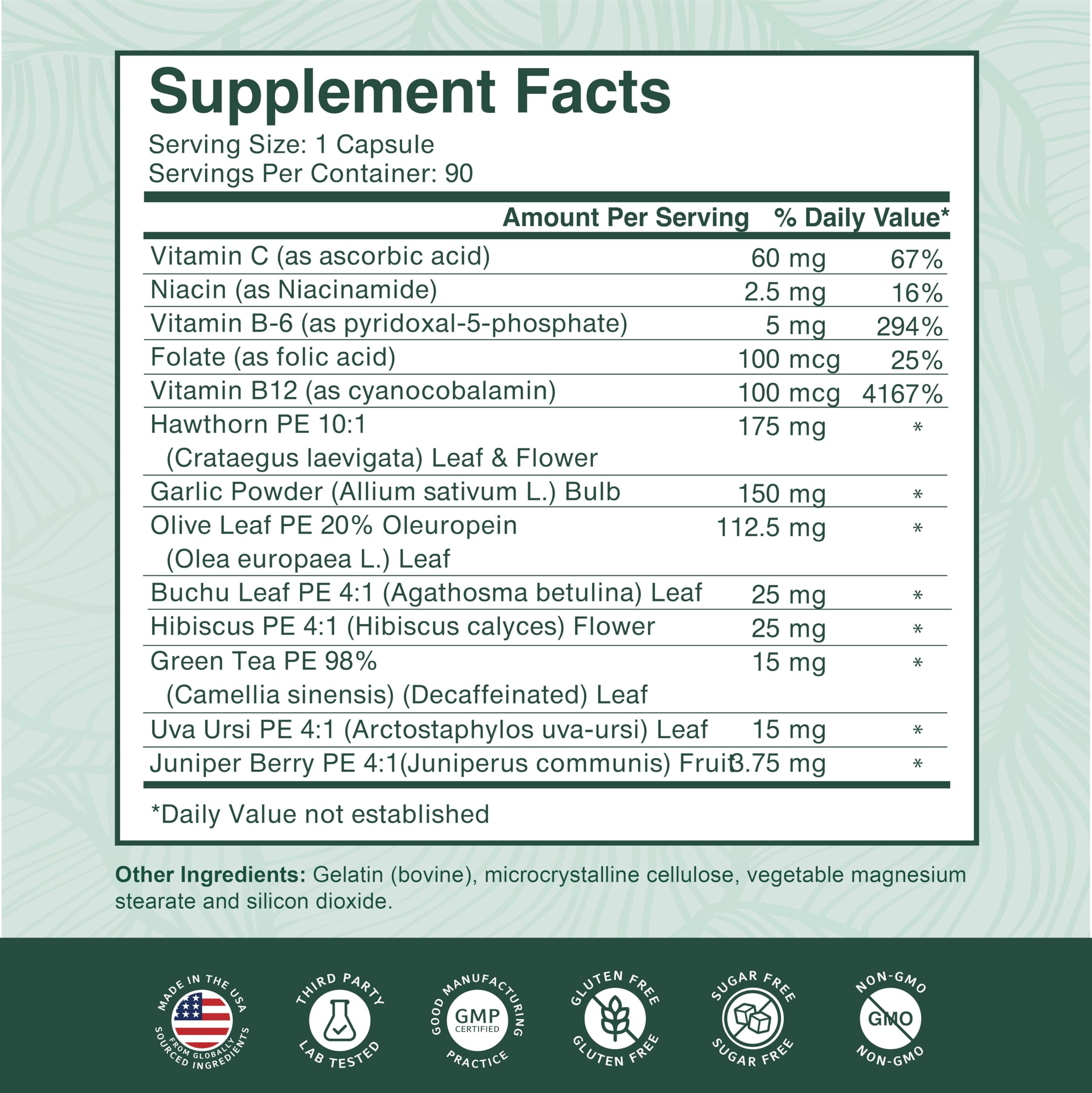 PurePremium Blood Pressure Supplements – Hawthorn, Hibiscus, Garlic & Vitamin B12 | Nitric Oxide Support for Heart & Circulation, 90 Count