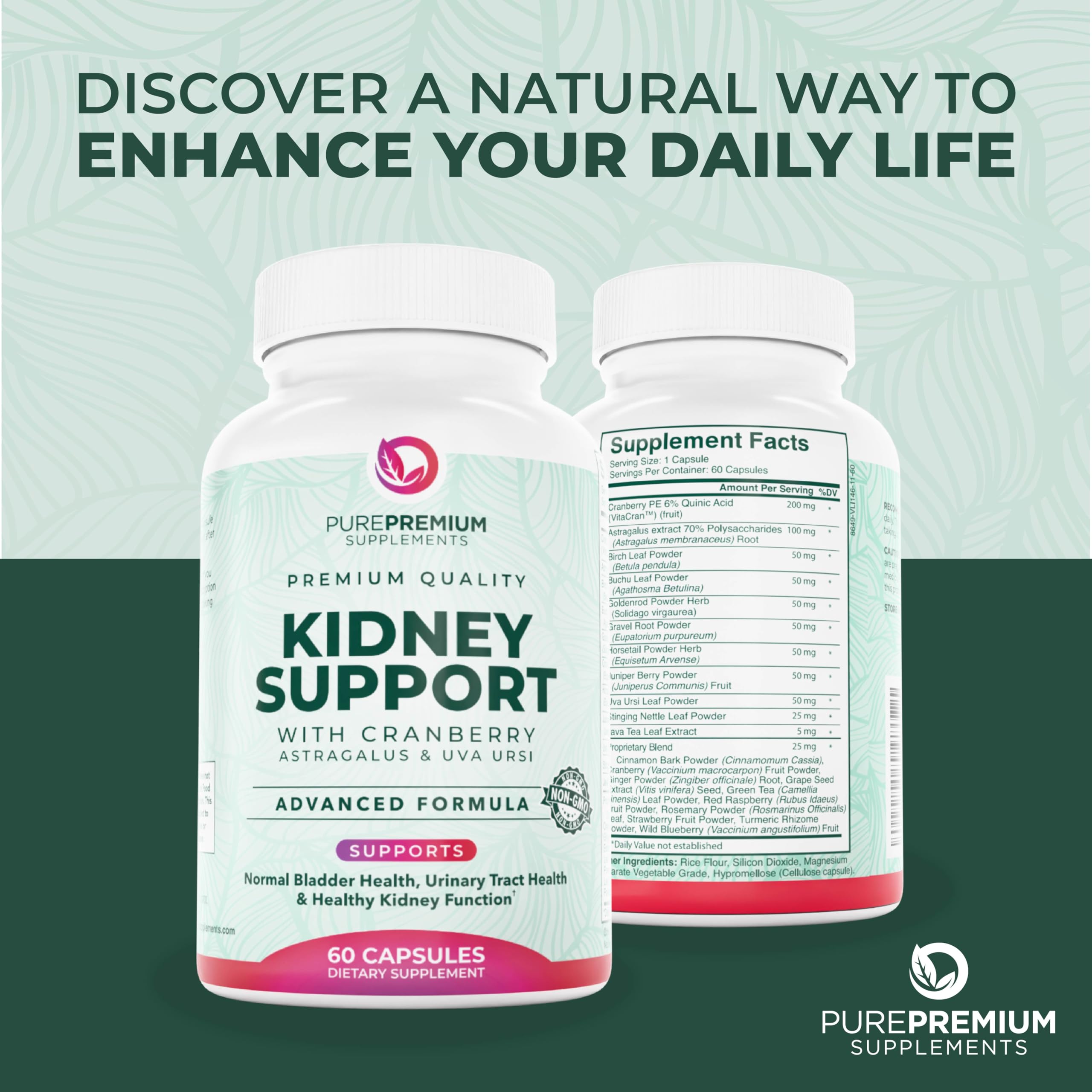 PurePremium Kidney Support – Cranberry & Astragalus (21-in-1)