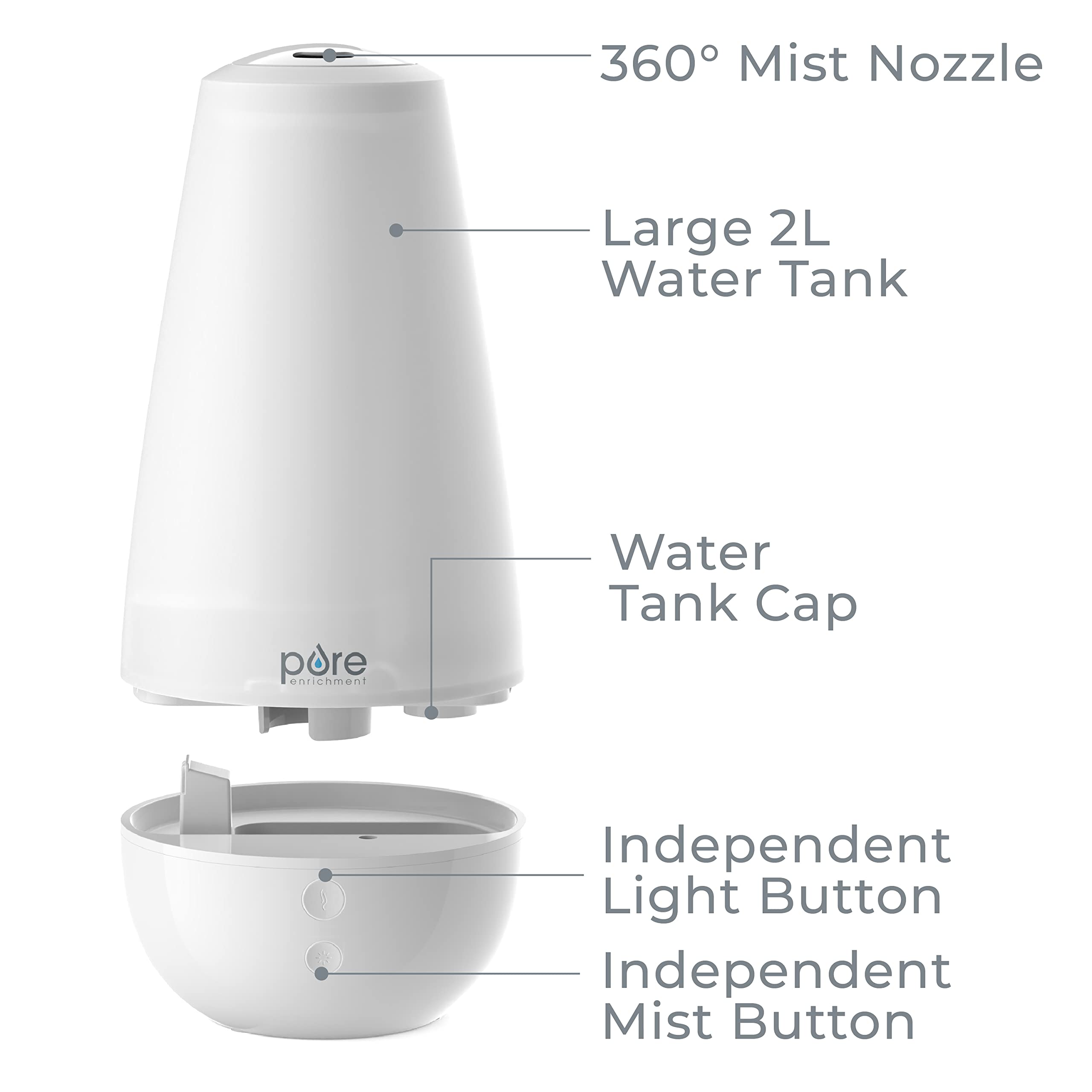 PureSpa XL 3-in-1 Humidifier, Diffuser & Mood Light – 2L, 350 sq ft