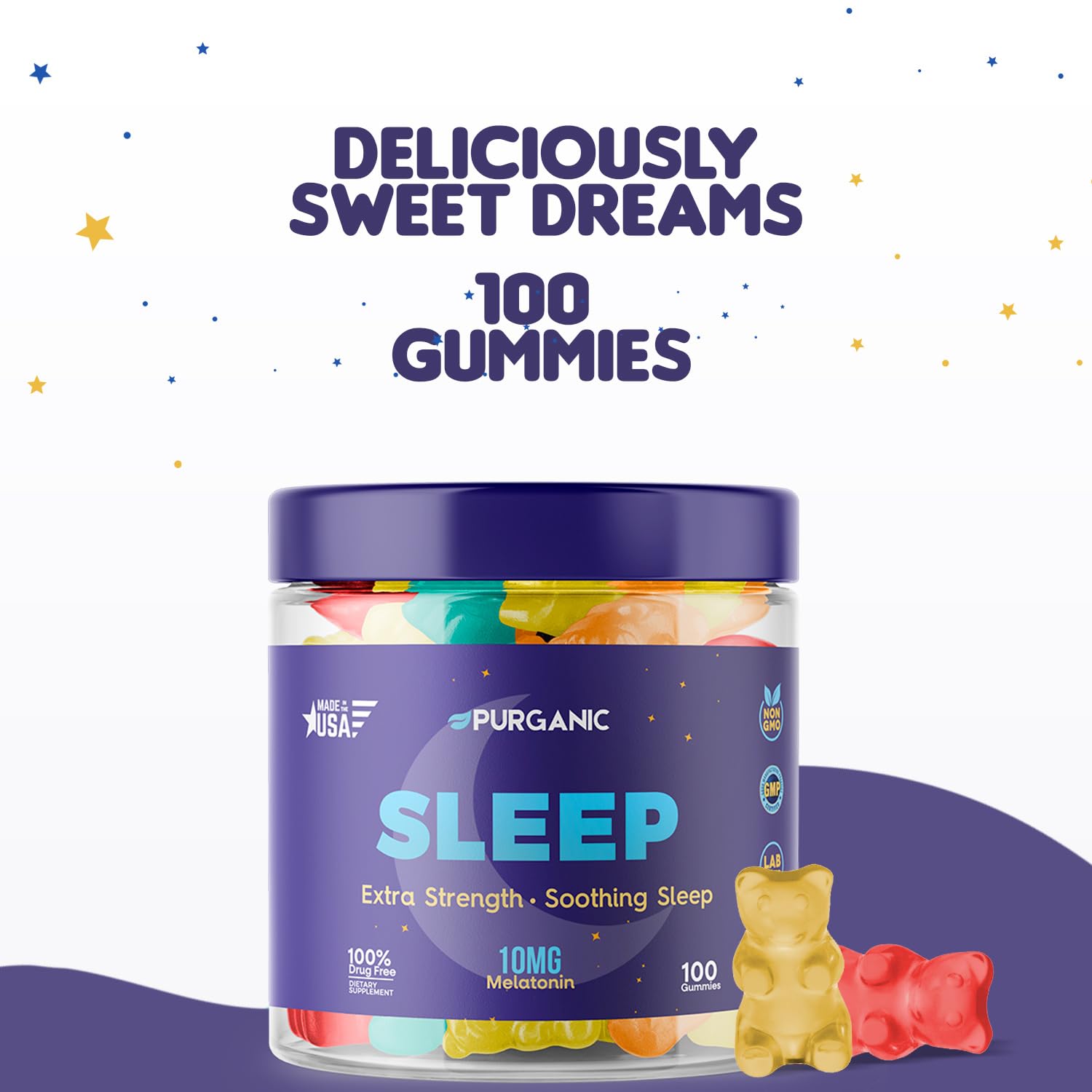 Purganic Melatonin Gummies for Sleep - 100ct