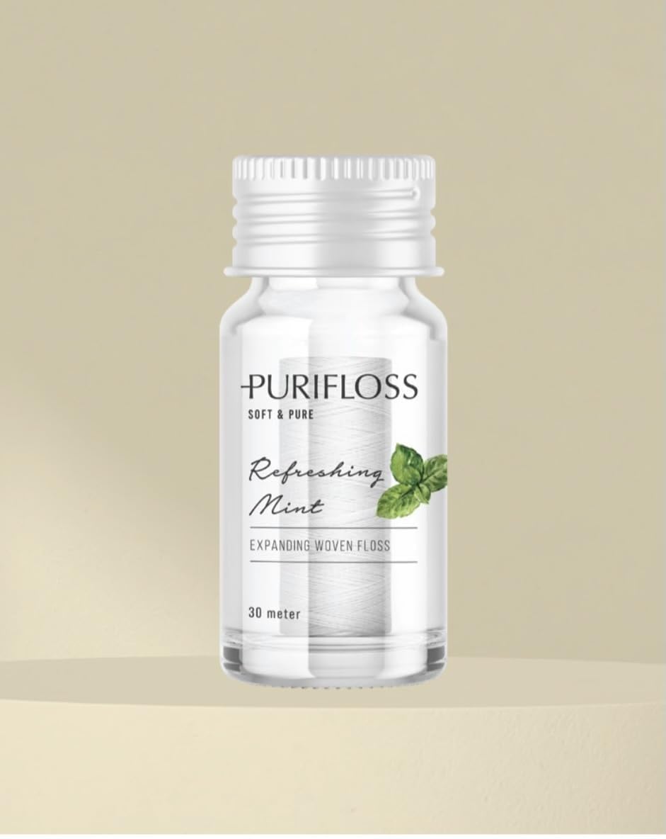 PURIFLOSS Premium Expanding Woven Dental Floss – PFAS & PTFE Free, Mint | 33 Yards (2-Month Supply)
