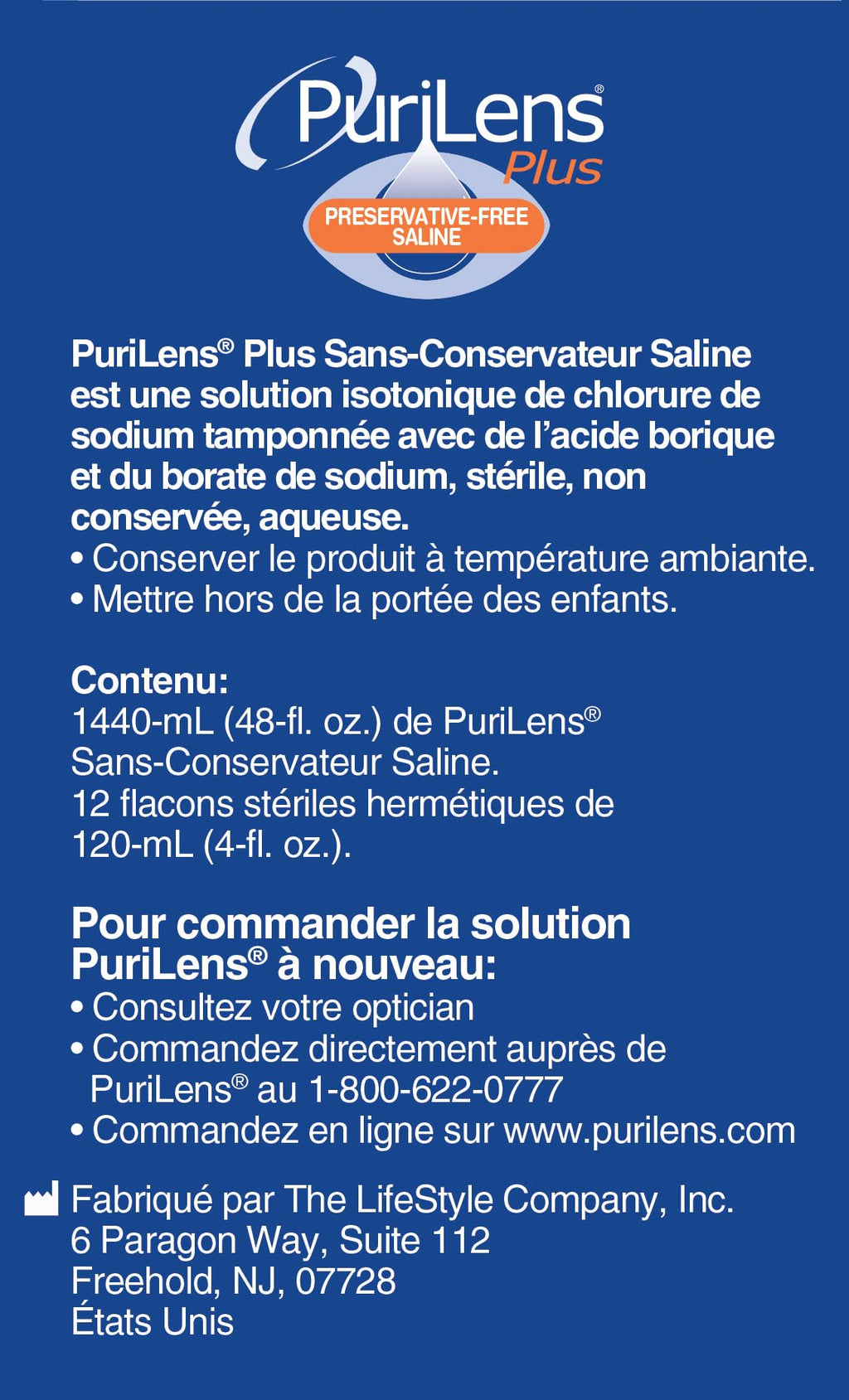 Purilens Plus Preservative-Free Saline — 120ml (4 oz) 12 Pack