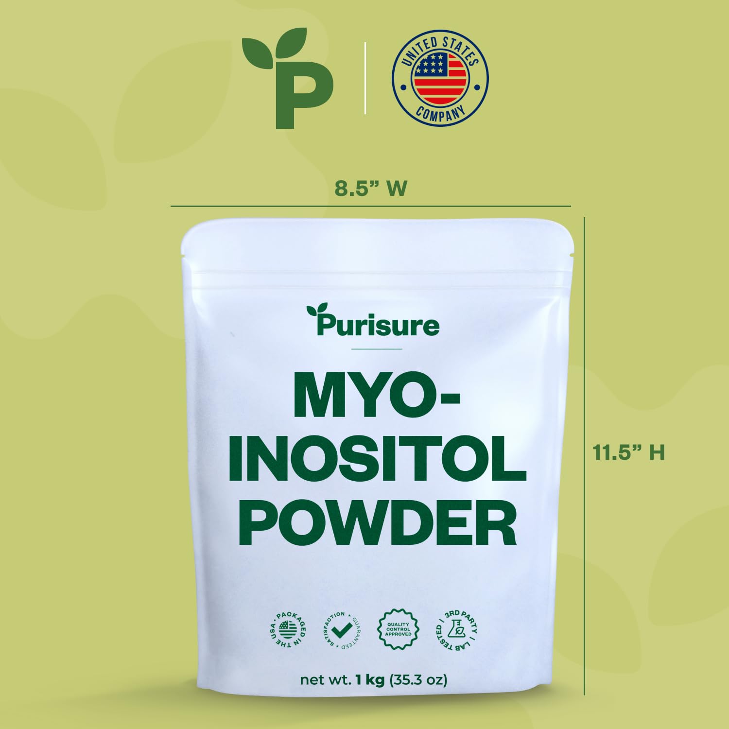 Purisure Myo-Inositol Powder 1kg – Fertility, Hormonal Balance, Ovarian Support | Vegan, Non-GMO | 2000 Servings
