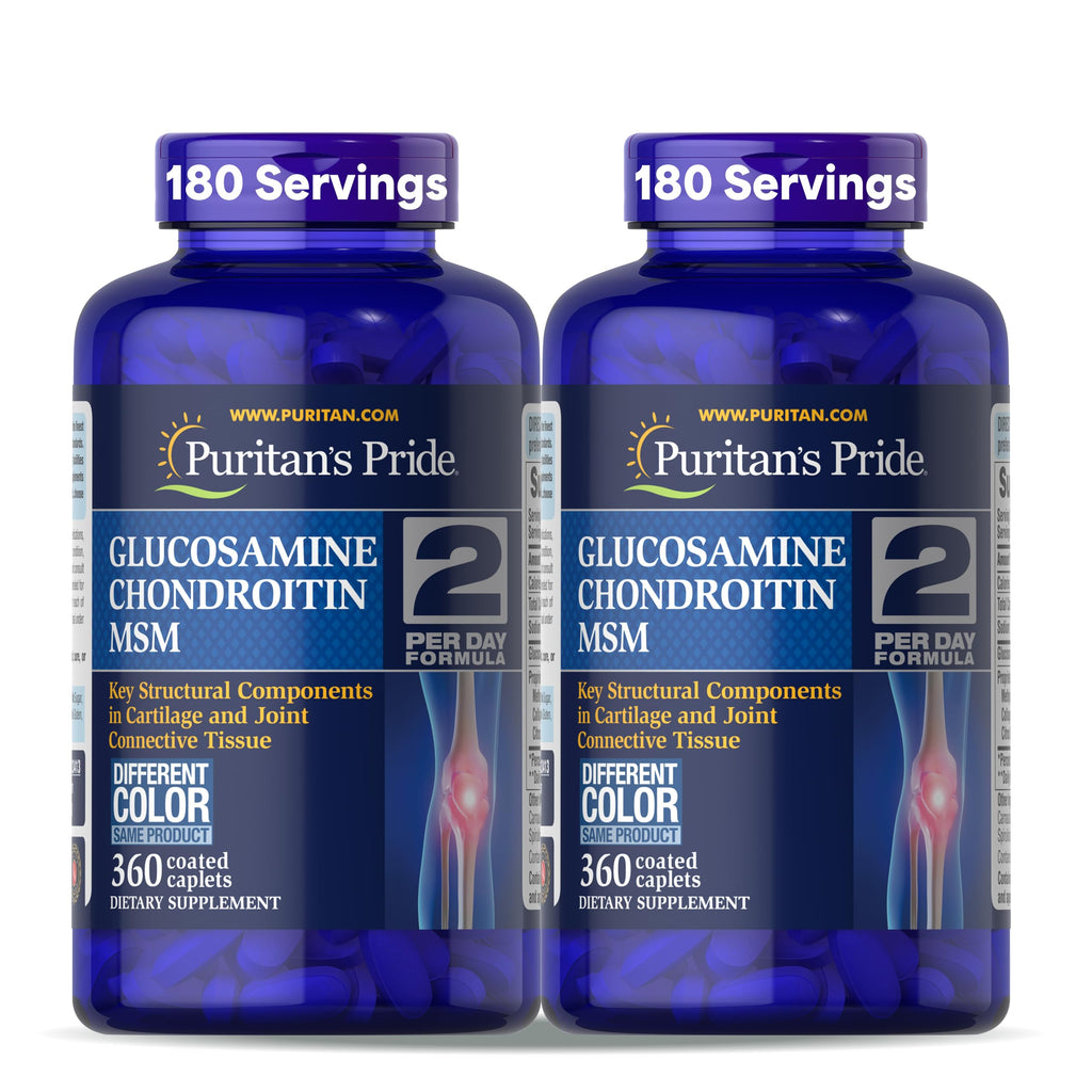 Puritan's Pride Glucosamine Chondroitin MSM Dietary Supplement for Joint Health - 360 Coated Caplets
