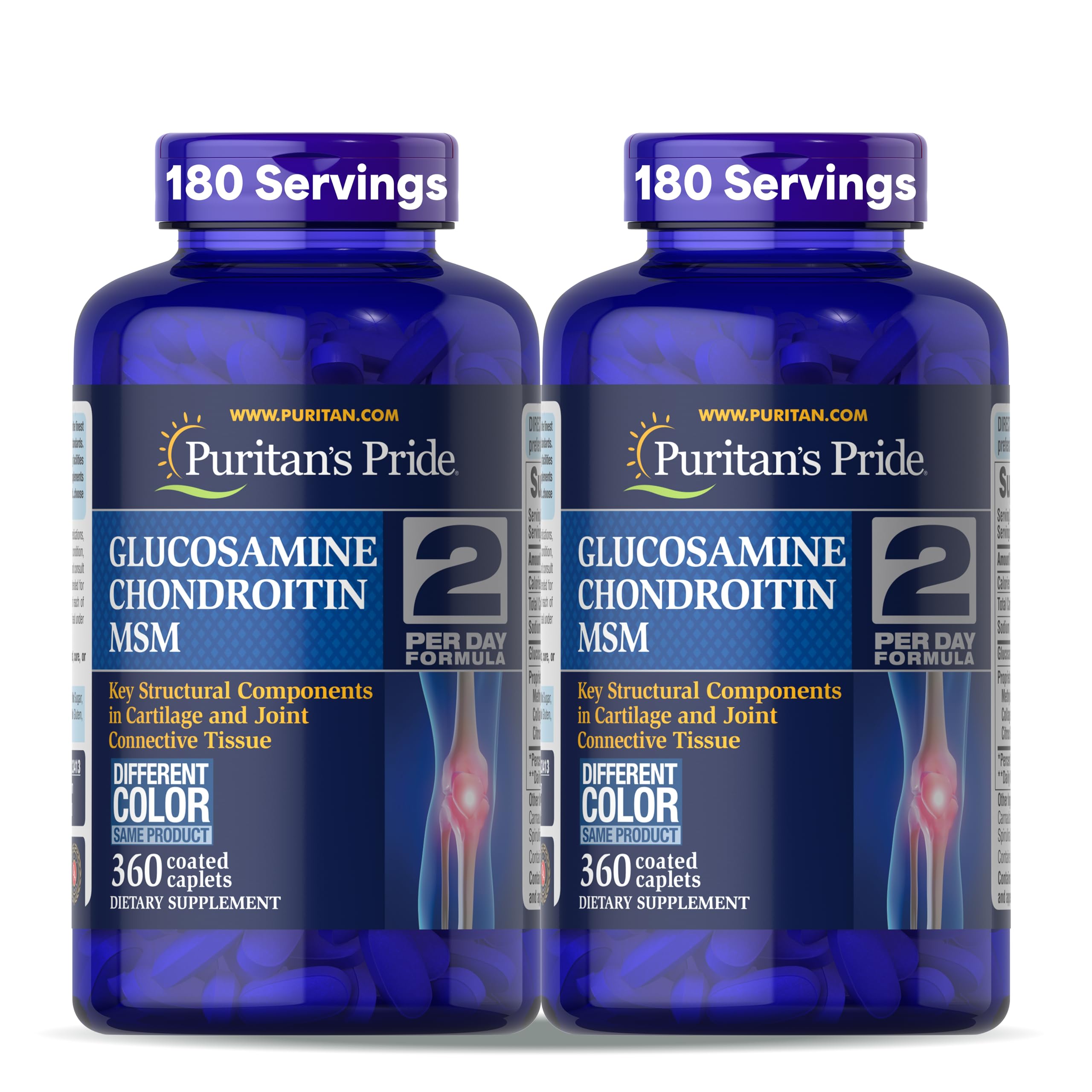 Puritan's Pride Glucosamine Chondroitin MSM Dietary Supplement for Joint Health - 360 Coated Caplets