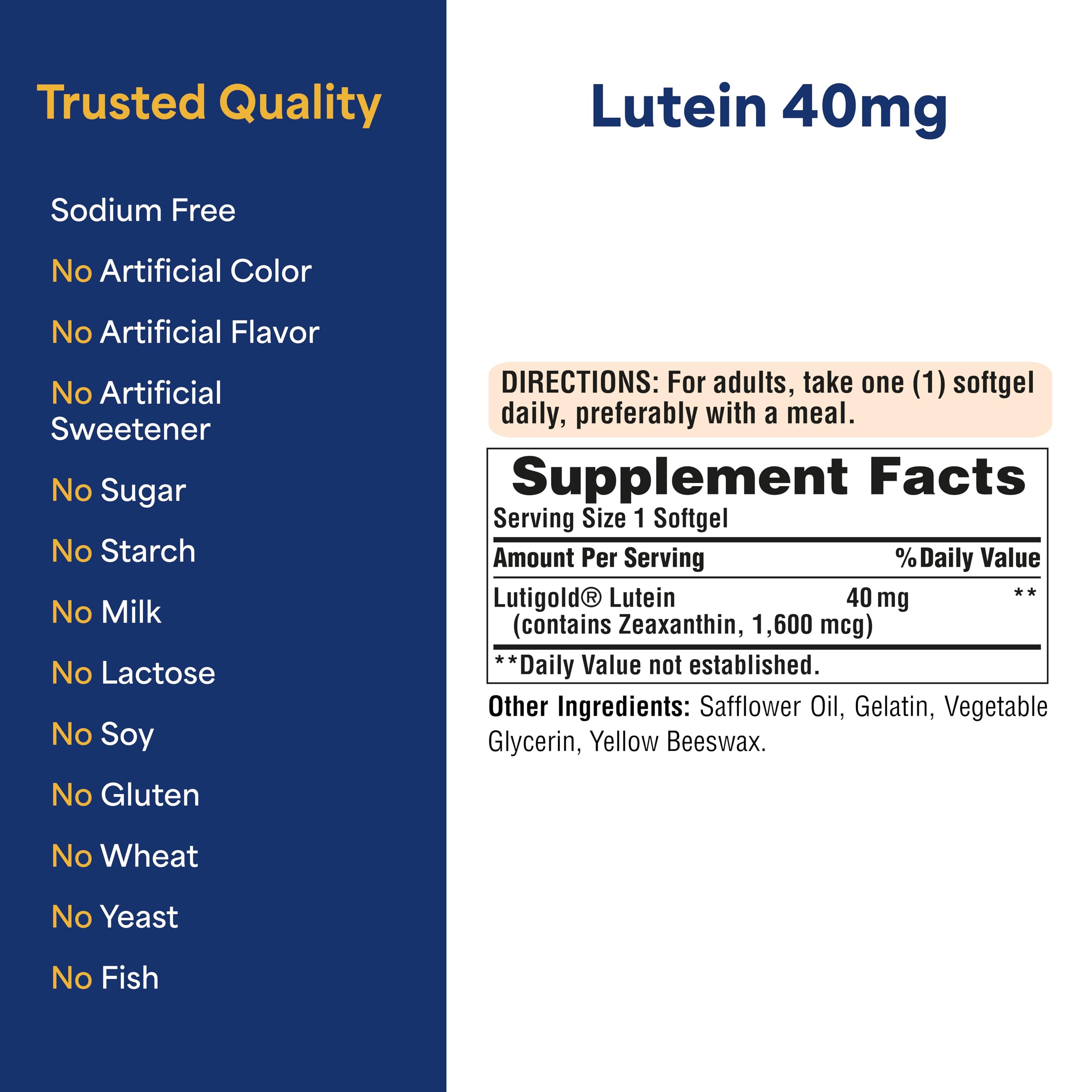 Puritan's Pride Lutigold Lutein 40mg with Zeaxanthin – Eye Health Support, 8-Month 2-Pack