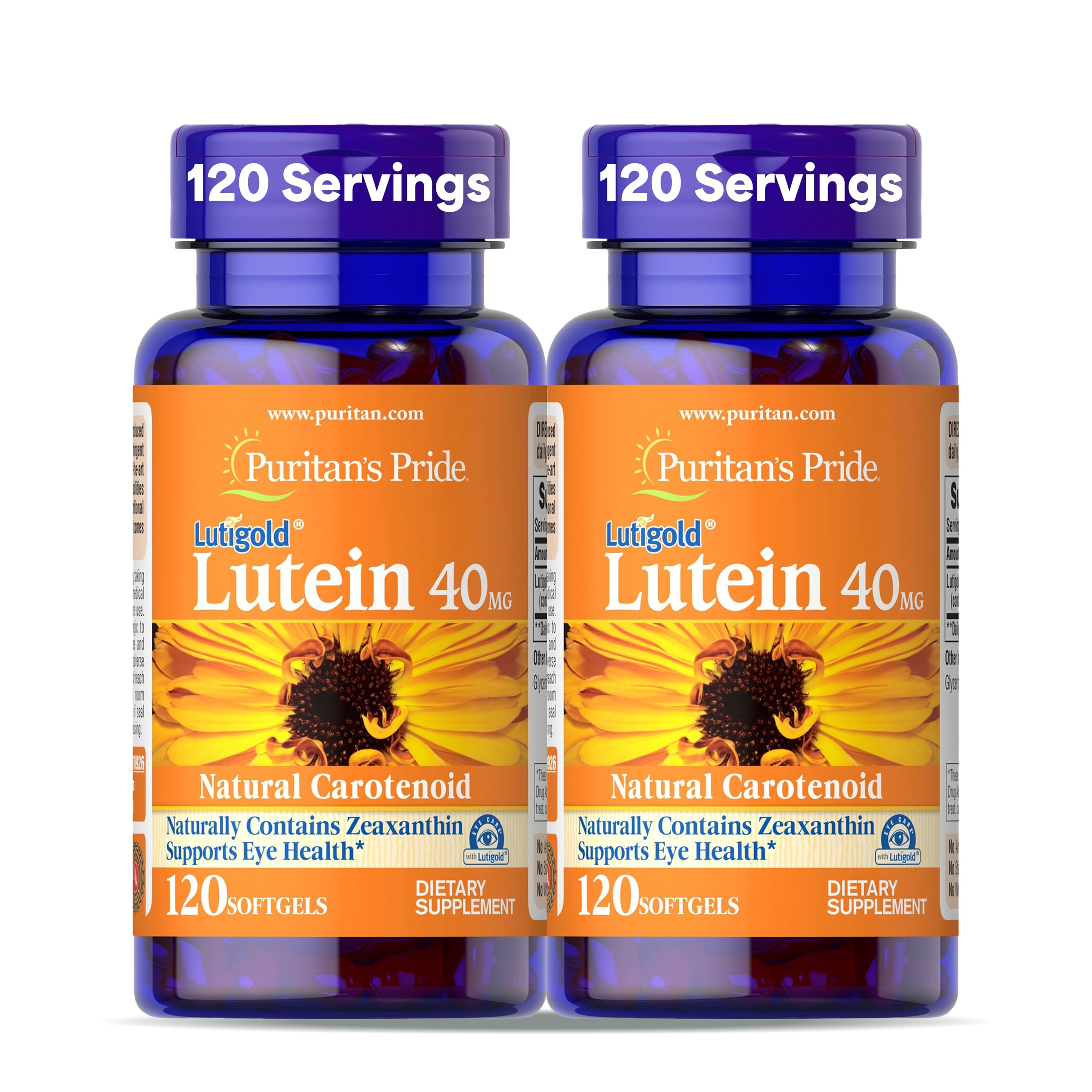 Puritan's Pride Lutigold Lutein 40mg with Zeaxanthin – Eye Health Support, 8-Month 2-Pack