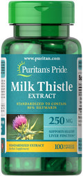 Puritans Pride Milk Thistle Standardized 250 mg Silymarin Capsules - 100 Count