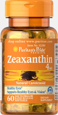 Puritan's Pride Zeaxanthin 4 mg - 60 Softgels | Eye Health & Vision