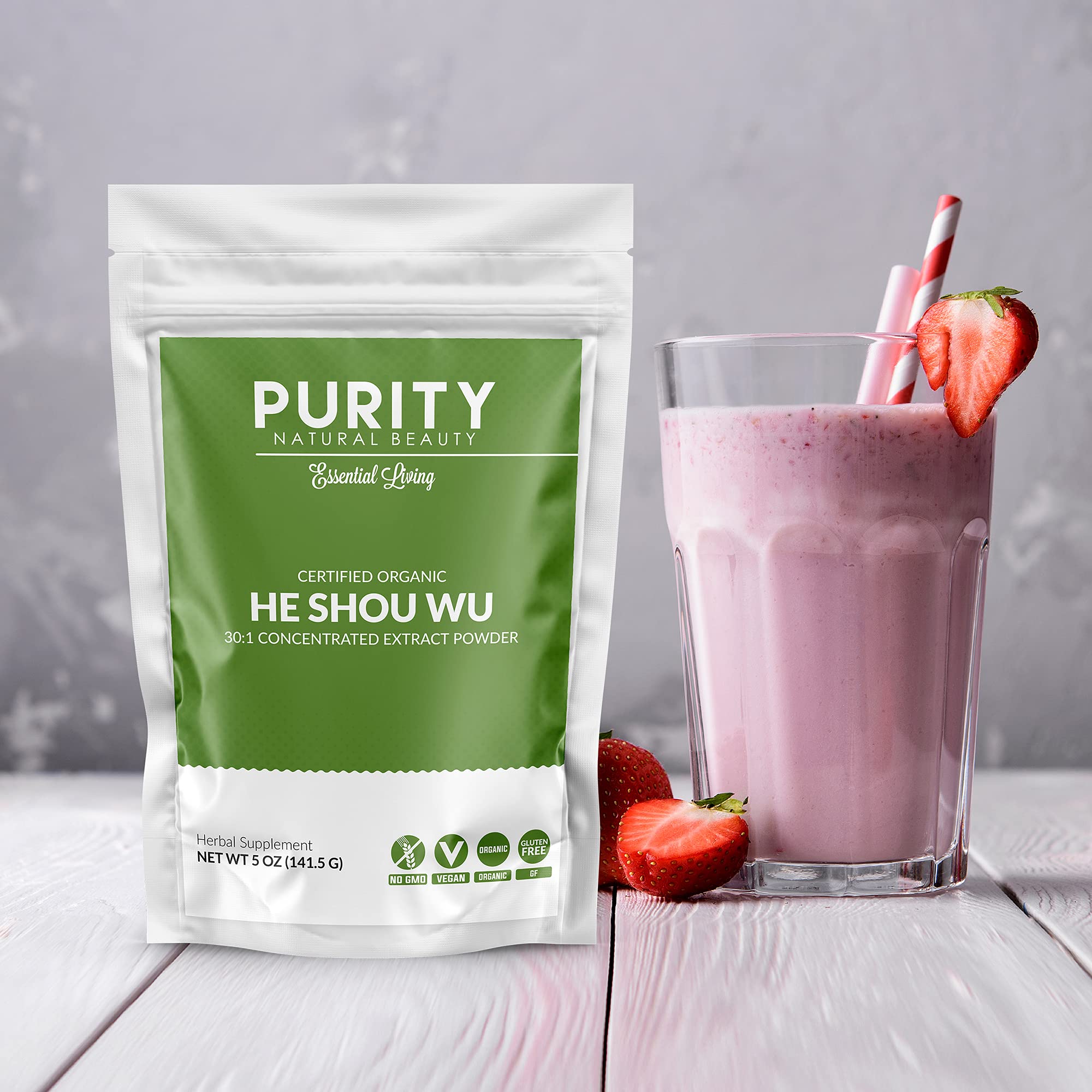 Purity Natural Beauty Certified Organic He Shou Wu – 5oz Fo Ti Extract (30:1)