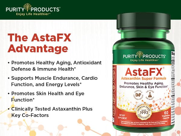 Purity Products AstaFX Astaxanthin 4 mg AstaREAL with Tocotrienols & BioPerine – 60 Vegetarian Caps