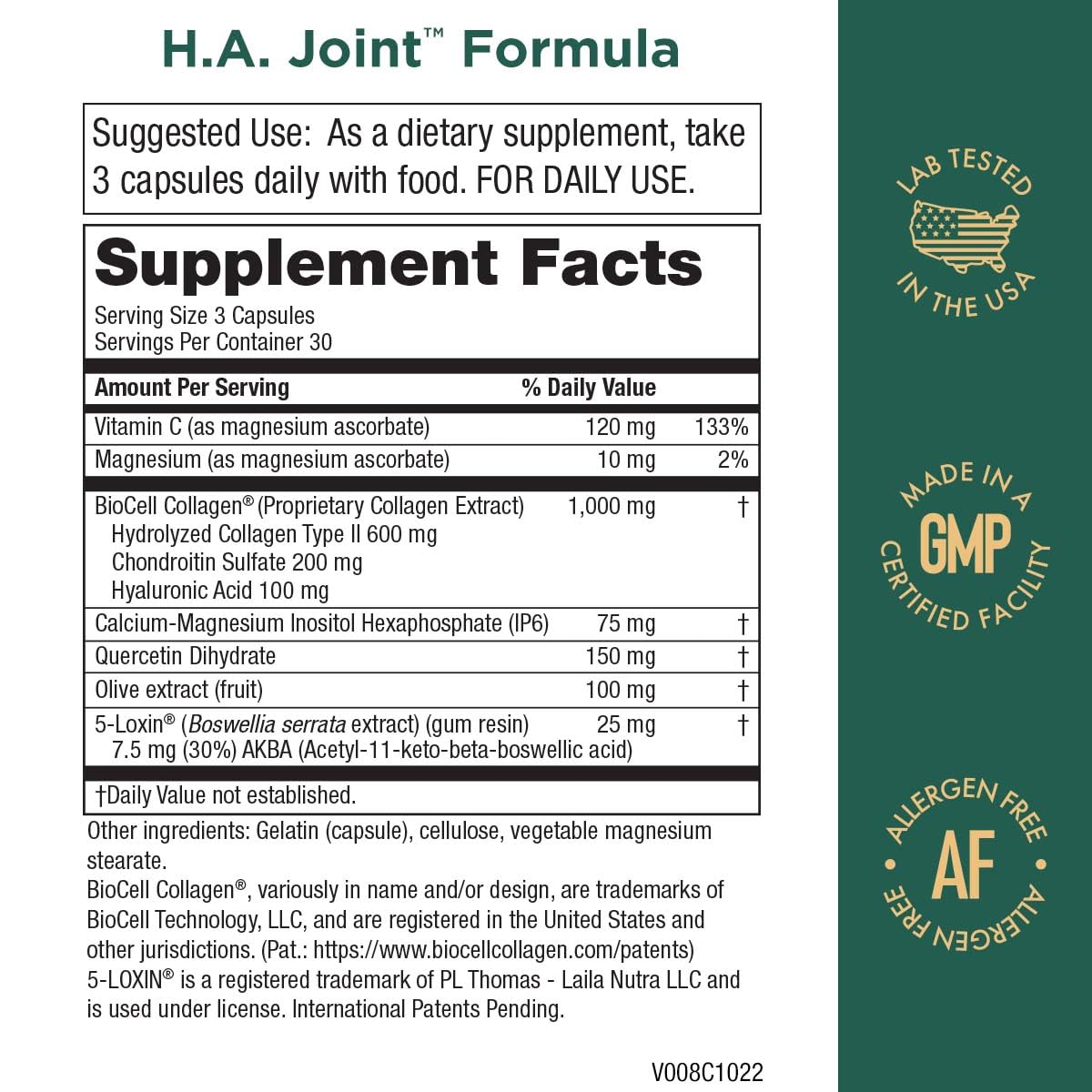 Purity Products HA Joint Formula Hyaluronic Acid + Key CoFactors - Joint + Skin Multi Collagen (Type I, II & III) - 5-Loxin - Olive Fruit Extract - Joint Flexibility + Mobility - 90 Capsules (2)