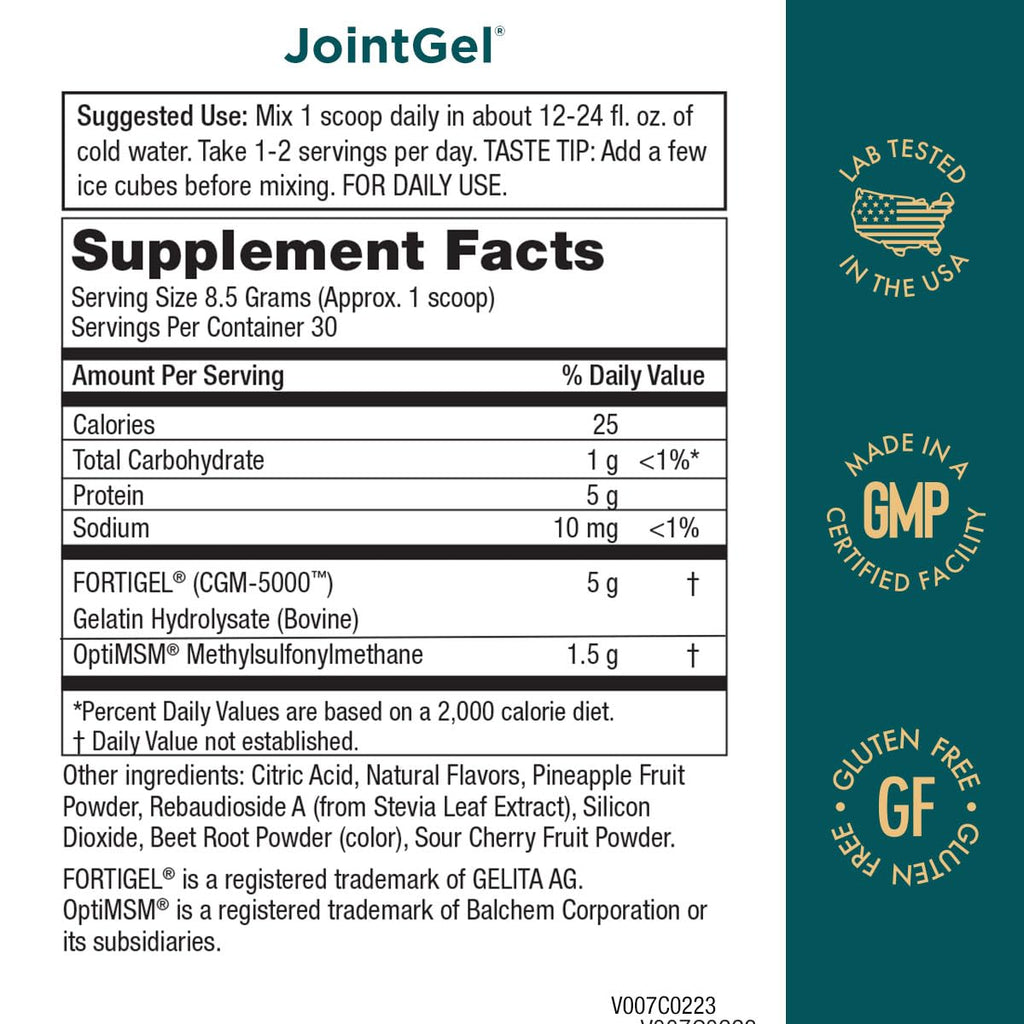 Purity Products JointGel Formula – Collagen Peptides + MSM, Berry Powder, 30 Day Supply