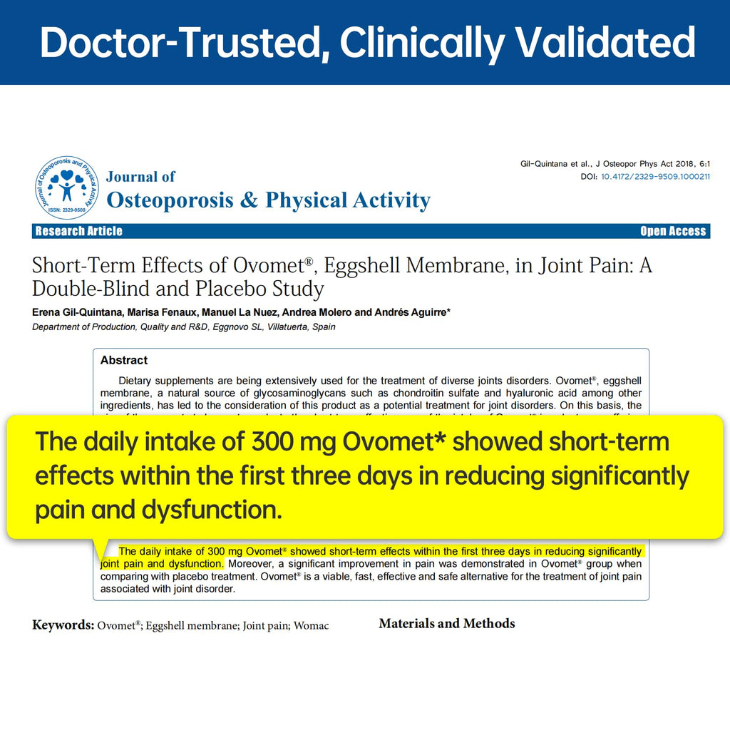 Purmeo OVOMET Eggshell Membrane Joint Supplement – Low-Purine Glucosamine, Chondroitin, MSM, Boswellia | Made in Germany | 60 Days Supply