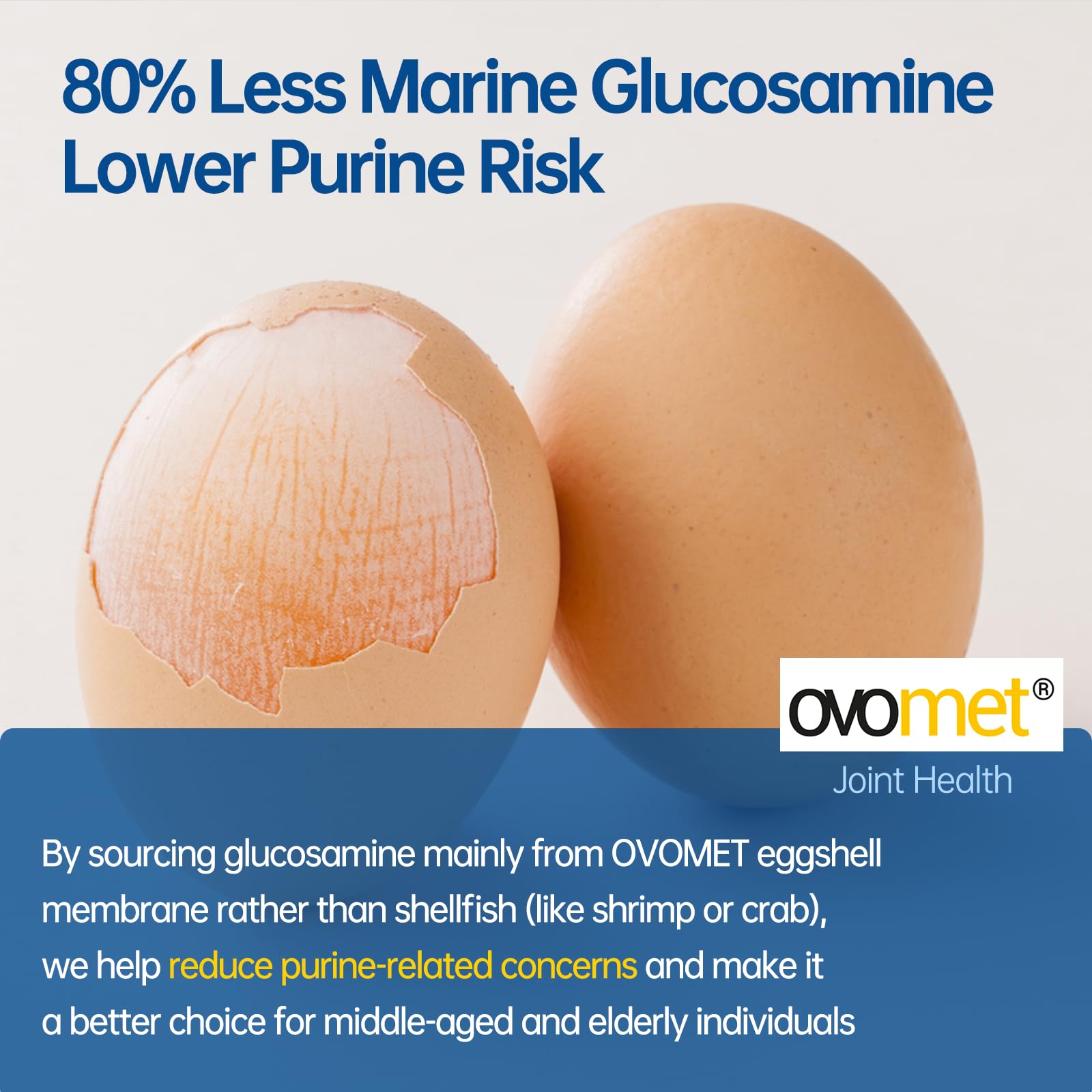 Purmeo OVOMET Eggshell Membrane Joint Supplement – Low-Purine Glucosamine, Chondroitin, MSM, Boswellia | Made in Germany | 60 Days Supply