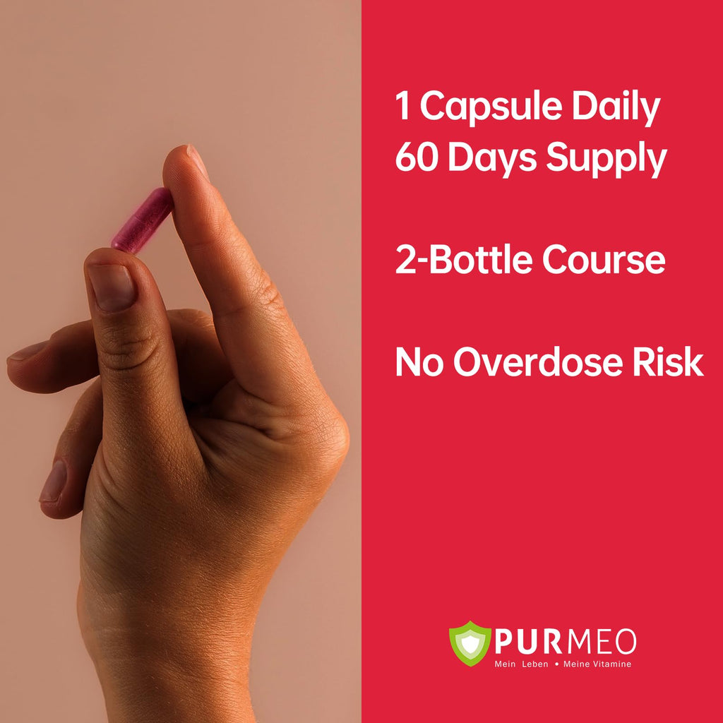 Purmeo Tinnitus Relief – 1 Daily Capsule | German-Grade Alpha Lipoic Acid & Methylcobalamin