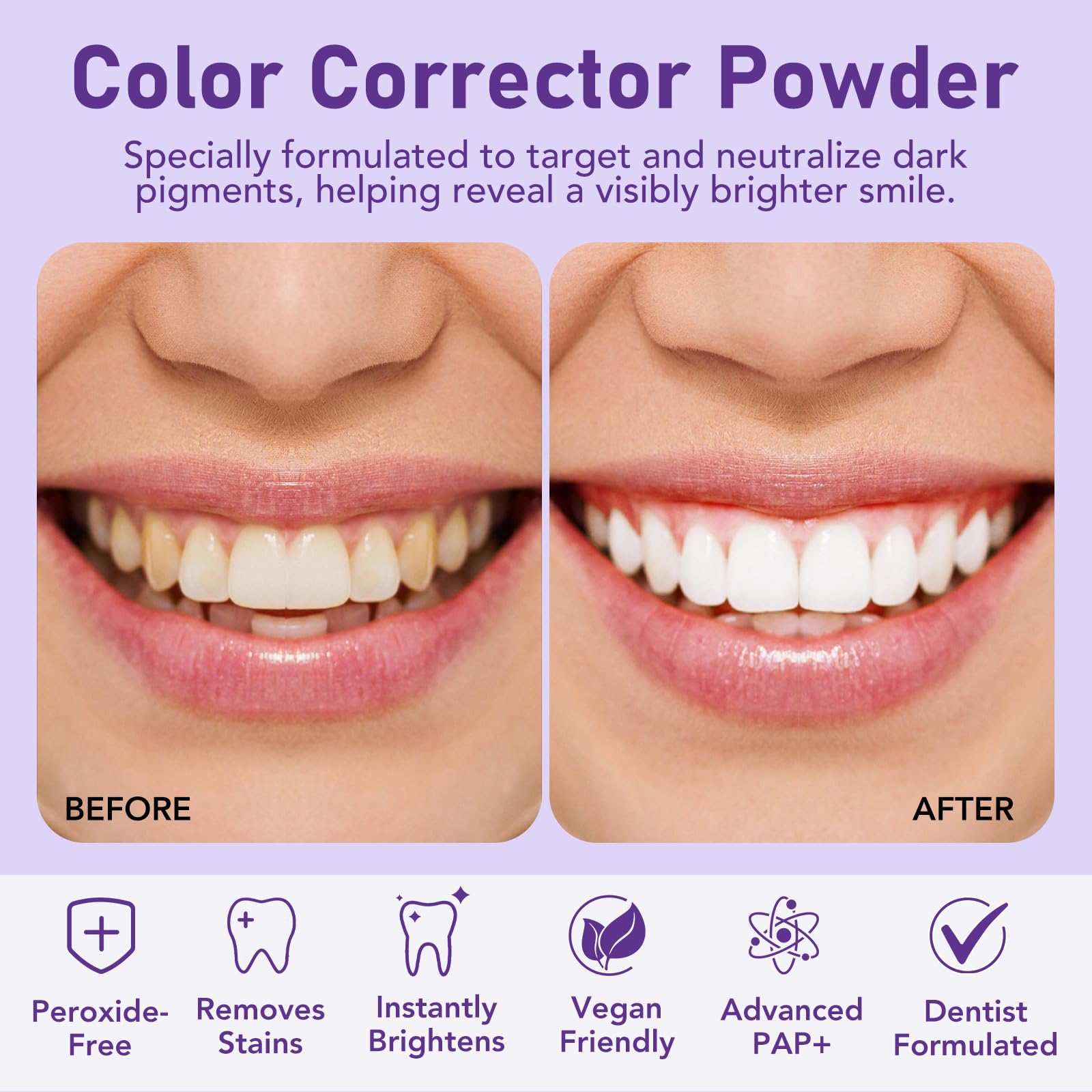 Purple Teeth Whitening Powder 30g - Removes Stains & Mint Fresh Breath