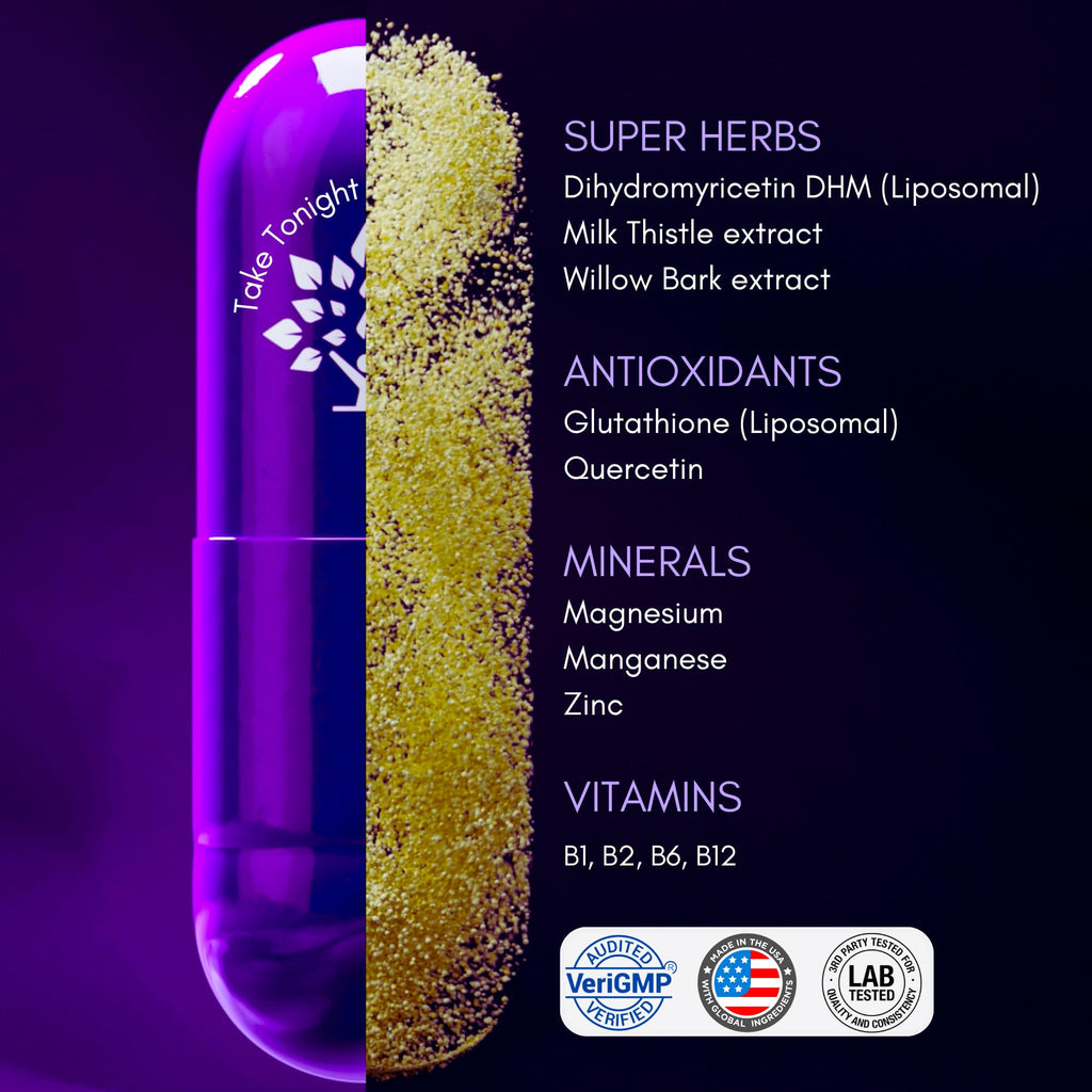 Purple Tree Post-Celebration Wellness Supplement | Liposomal DHM, Glutathione & Milk Thistle for Liver Support | 60 Capsules