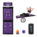 Purple Yoga Massage Mat Set - Extra Long Acupressure Magnetic Mat & Pillow