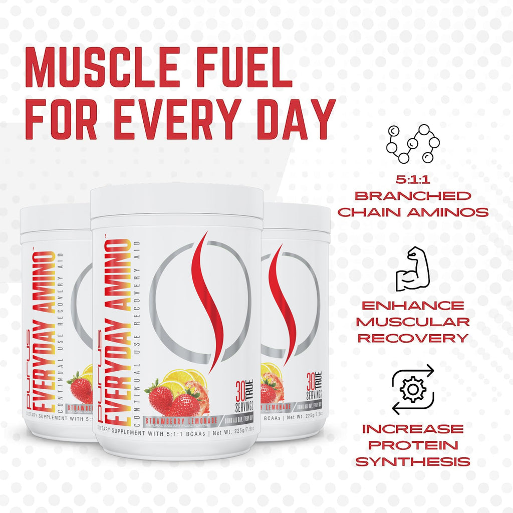 Purus Labs Everyday Amino BCAA Powder – Strawberry Lemonade | 5:1:1 BCAA, Sugar Free & Gluten Free, 30 Servings