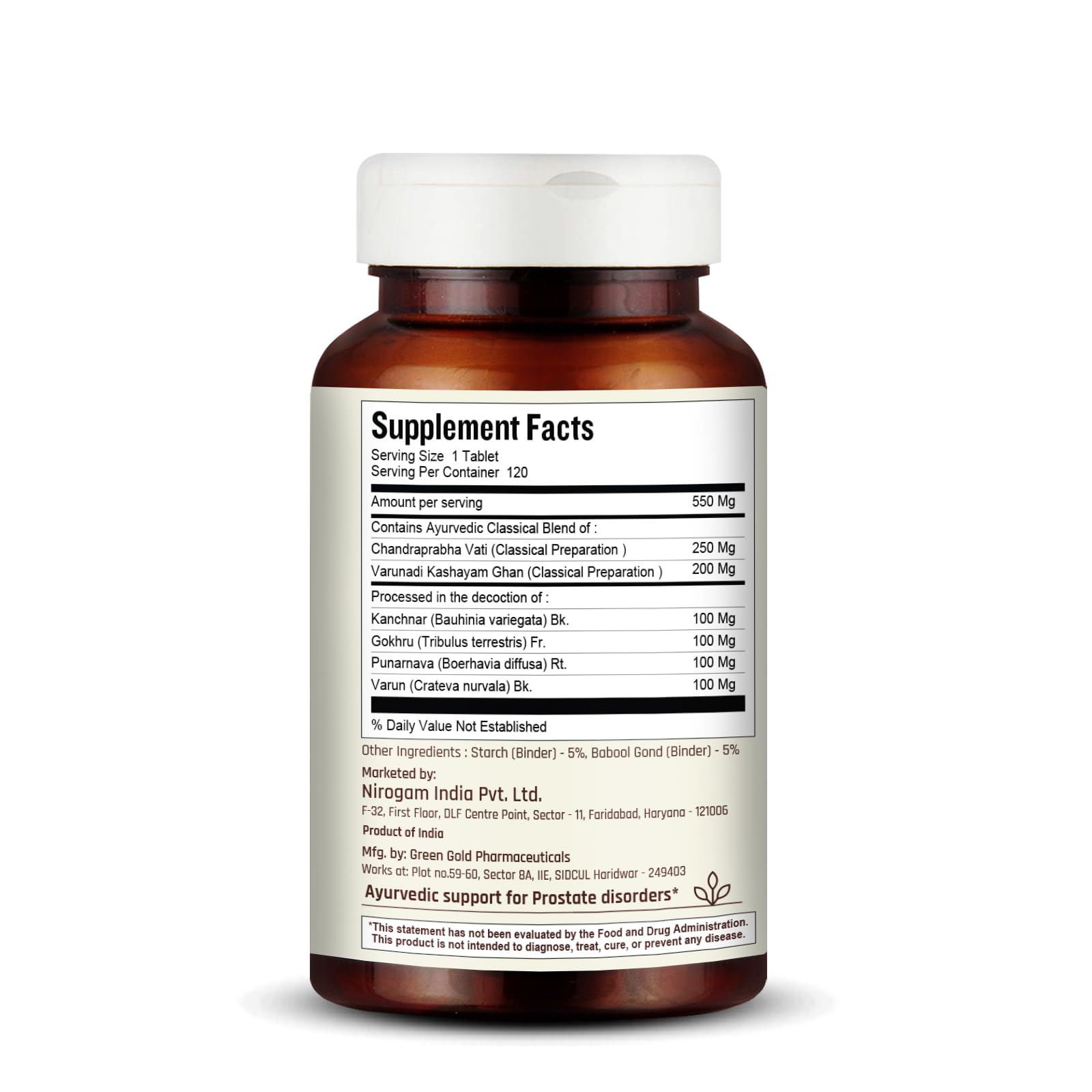 Purushrink Prostate Health for Men | Ayurvedic Urinary & Sleep Support | Nirogam 120 Tablets