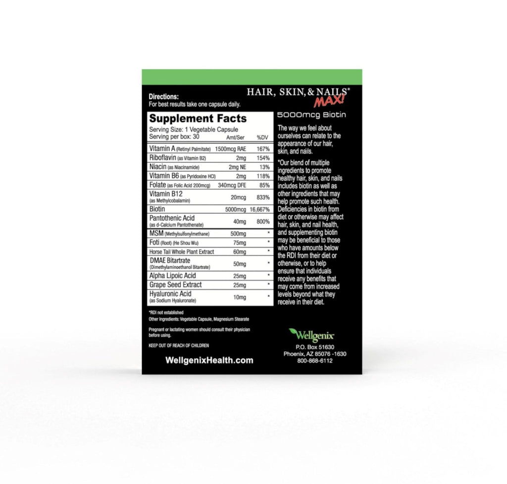 Wellgenix Purvana Max: Hair, Skin & Nails Vitamin | Biotin 5000 MCG