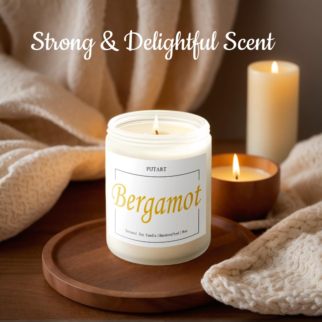 Putart Bergamot & Green Tea Scented Candles – 9oz Natural Soy Wax