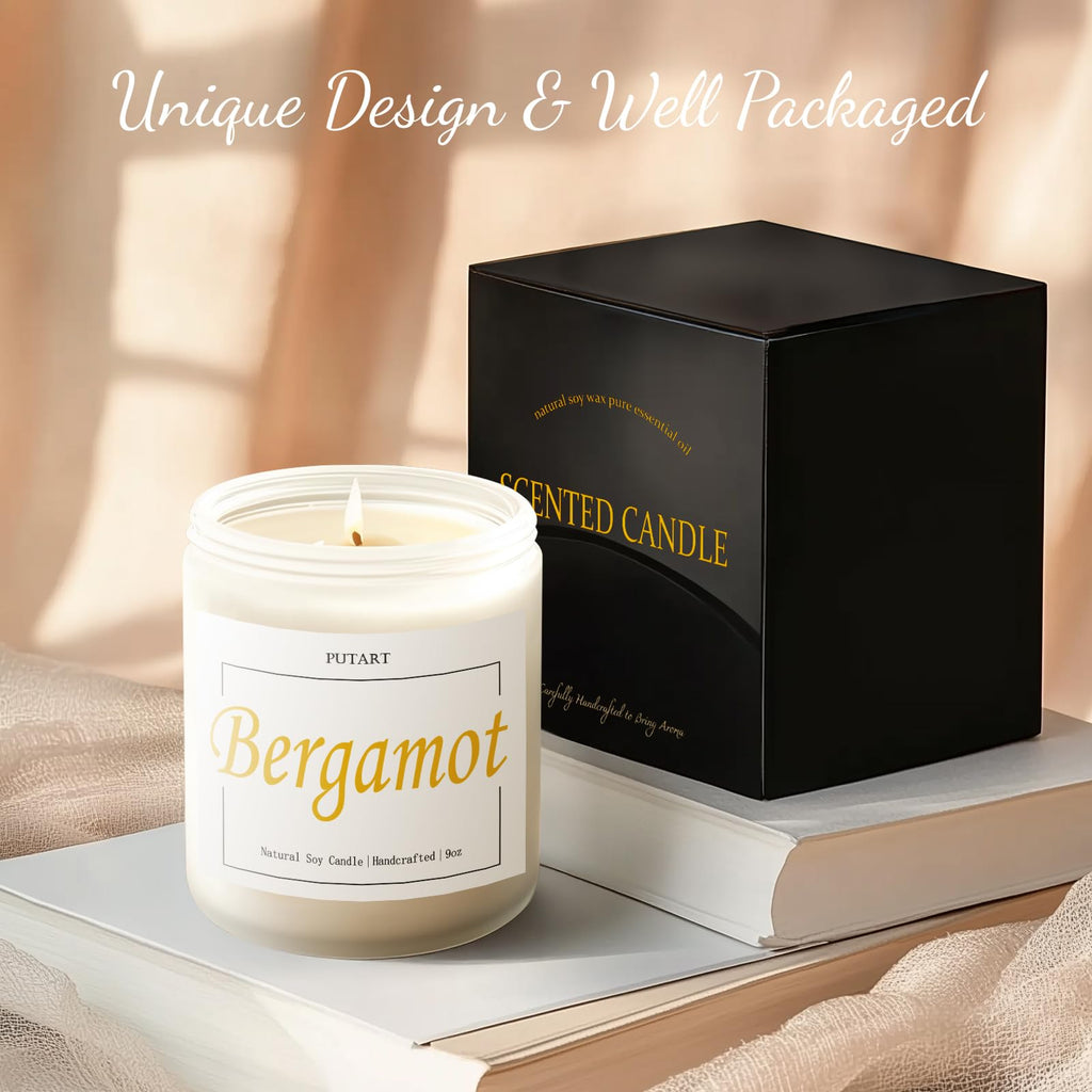 Putart Bergamot & Green Tea Scented Candles – 9oz Natural Soy Wax