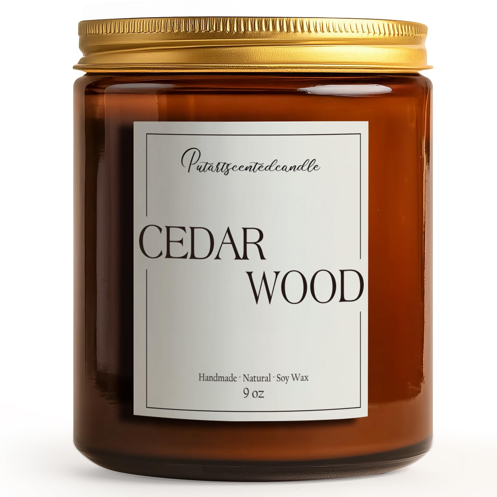Putart Cedar Wood Soy Candles – Natural, Non-Toxic, Long-Lasting 9oz Jar Candle