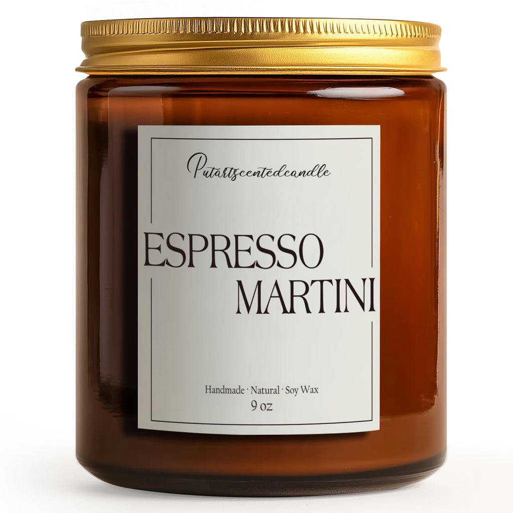 Putart Espresso Martini Soy Candle – 9oz Aromatherapy Coffee Scented Candle for Stress Relief & Meditation