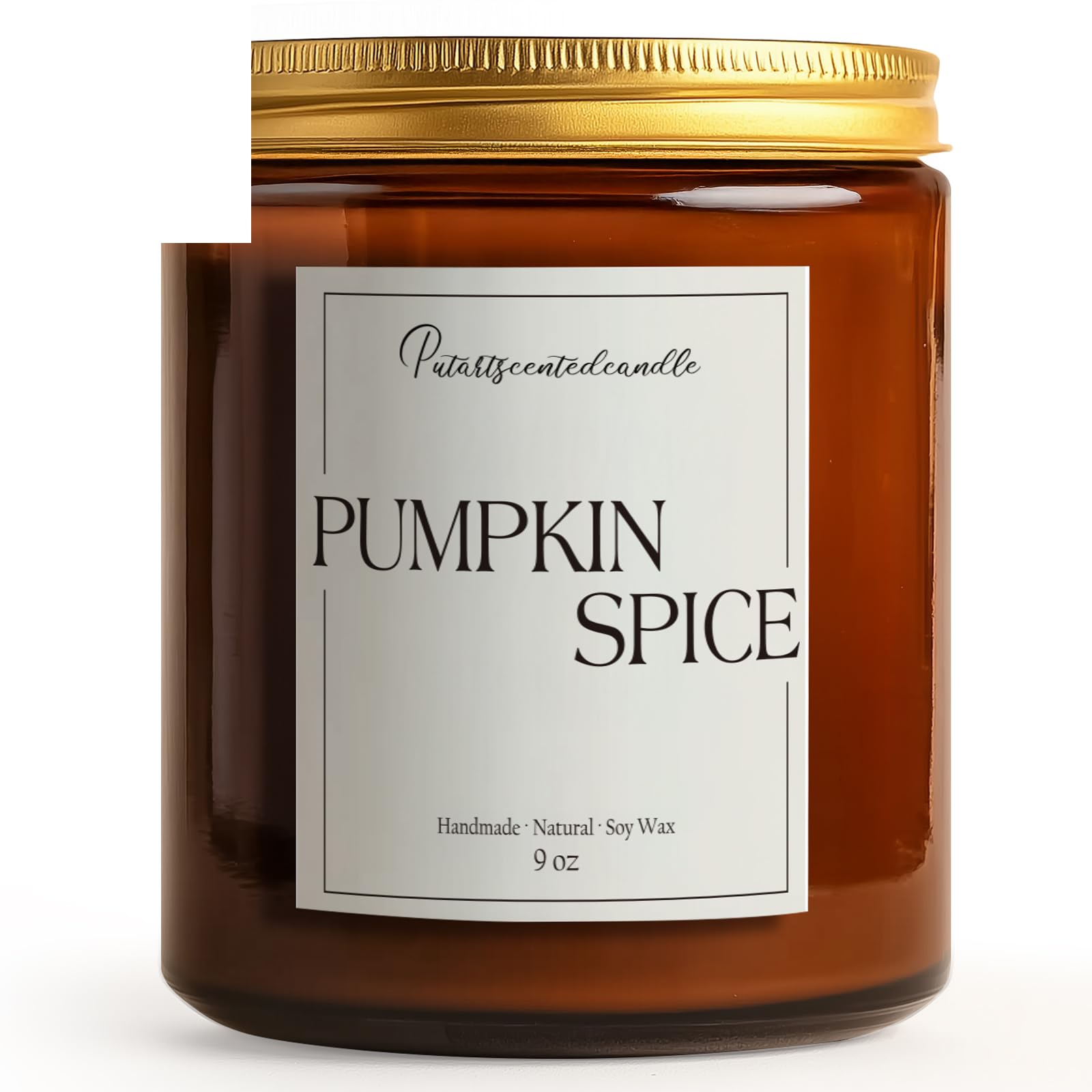 Putart Pumpkin Spice Soy Candle – 9oz, Amber Glass Jar